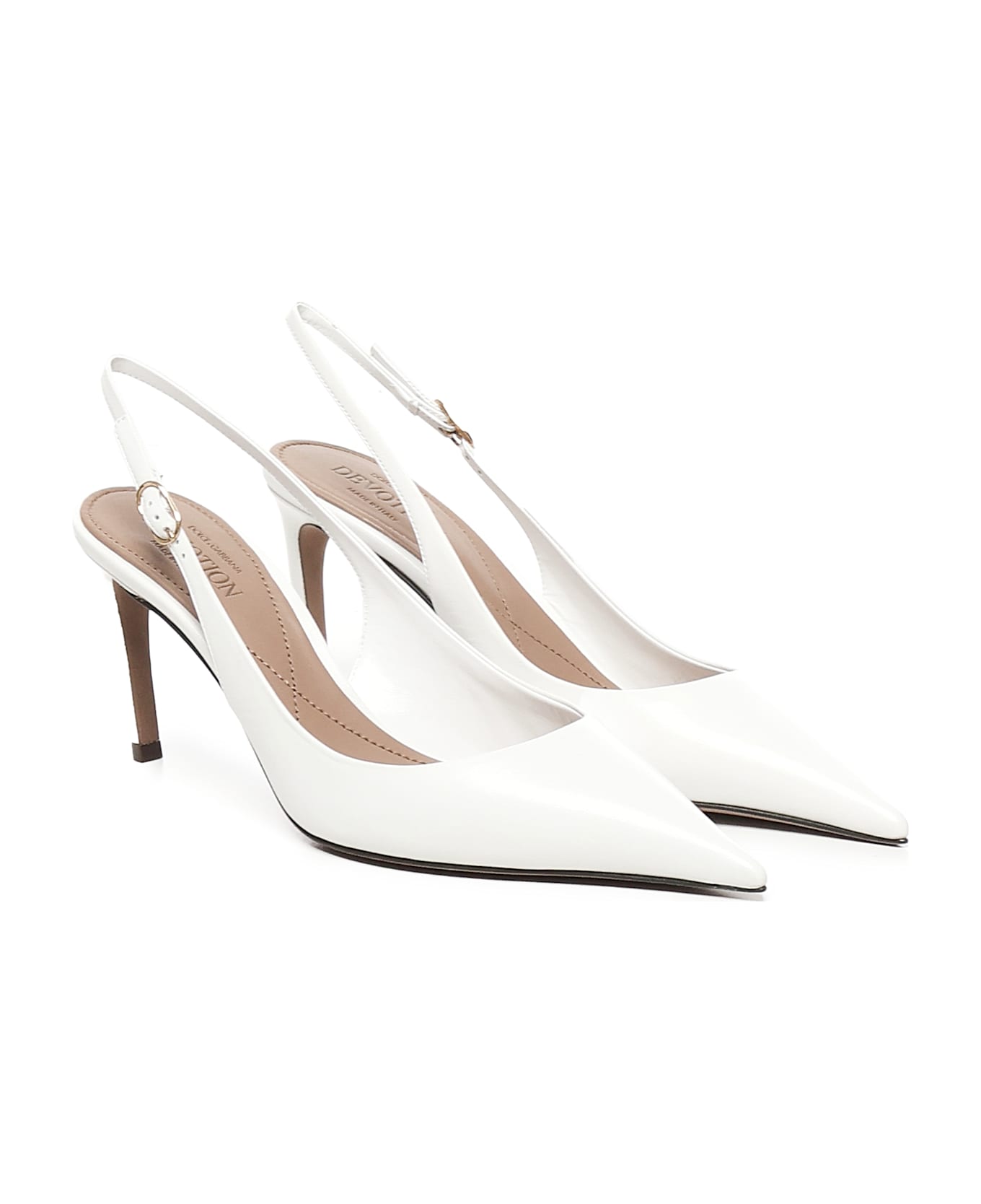 Dolce 
Gabbana Slingback In Shiny Goatskin - White