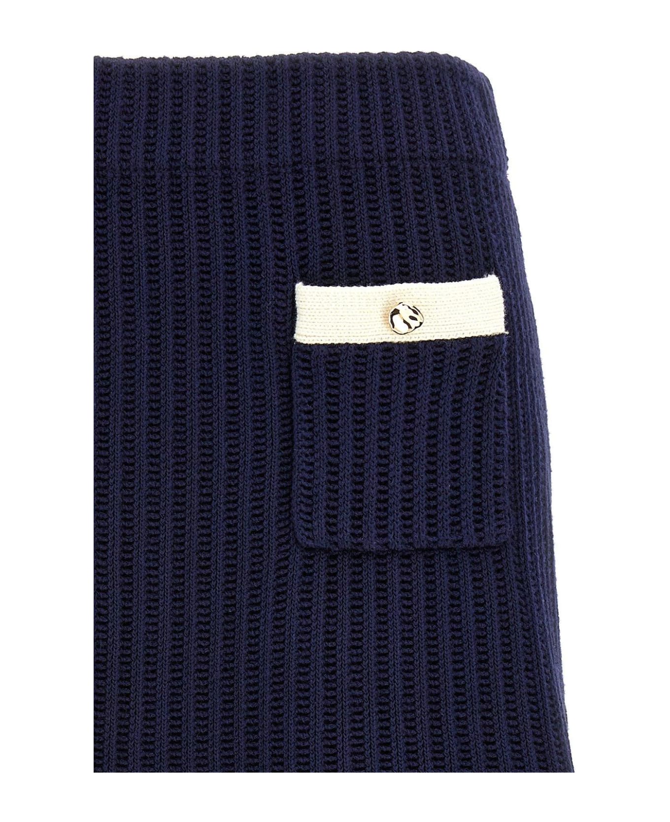 self-portrait Crochet Knit Mini Skirt - Blue