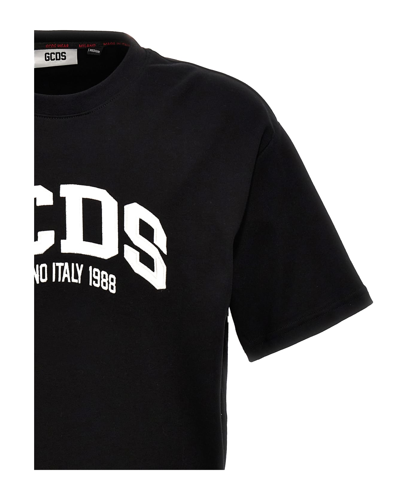 GCDS Logo Embroidery T-shirt - White/Black シャツ
