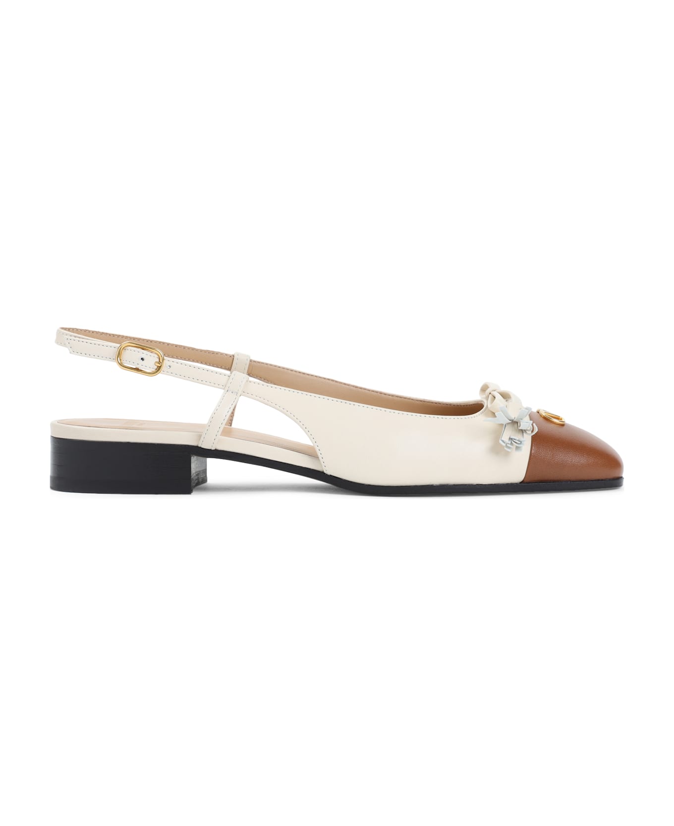 Valentino Garavani Leather Ballerinas - Aha Butter White Tobacco