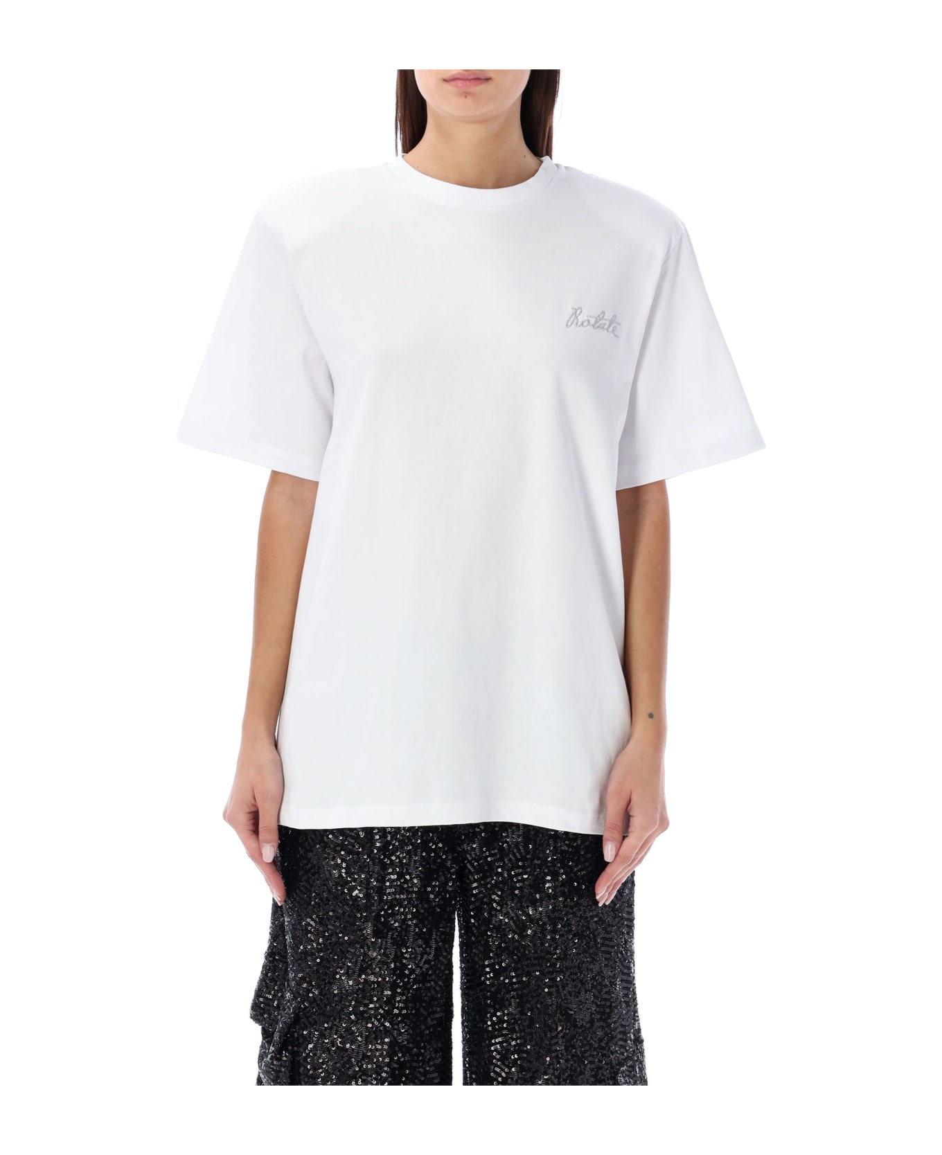 Rotate by Birger Christensen Boxy Logo T-shirt - WHITE Tシャツ
