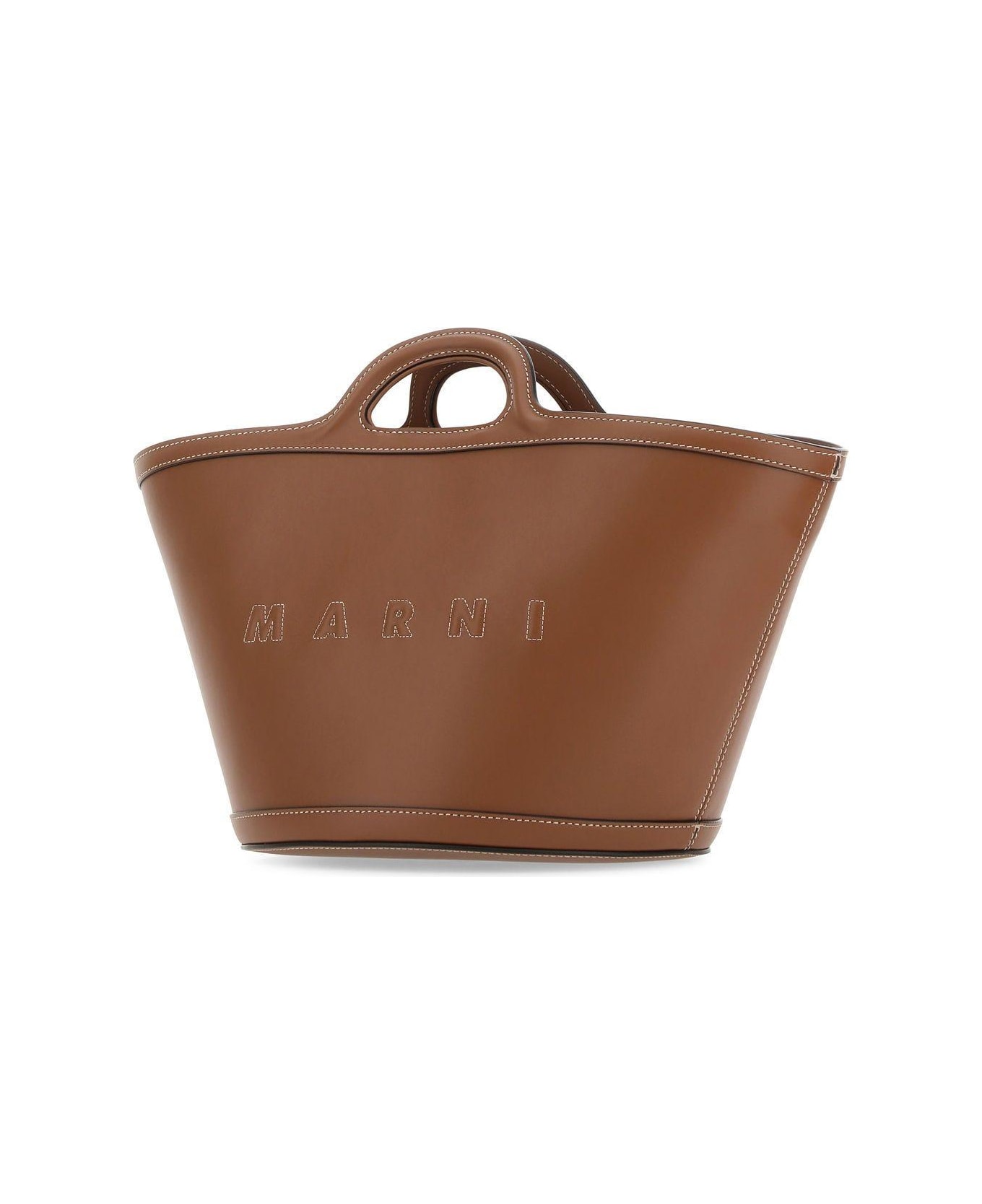 Marni Brown Leather Small Tropicalia Handbag - BROWN