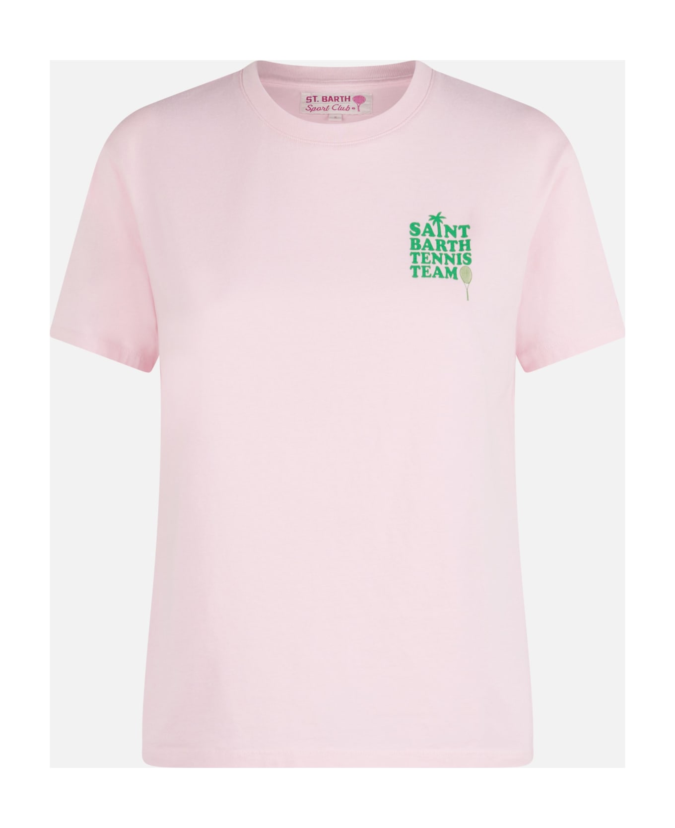 MC2 Saint Barth Pink Cotton T-shirt With St Barth Tennis Team Print - PINK