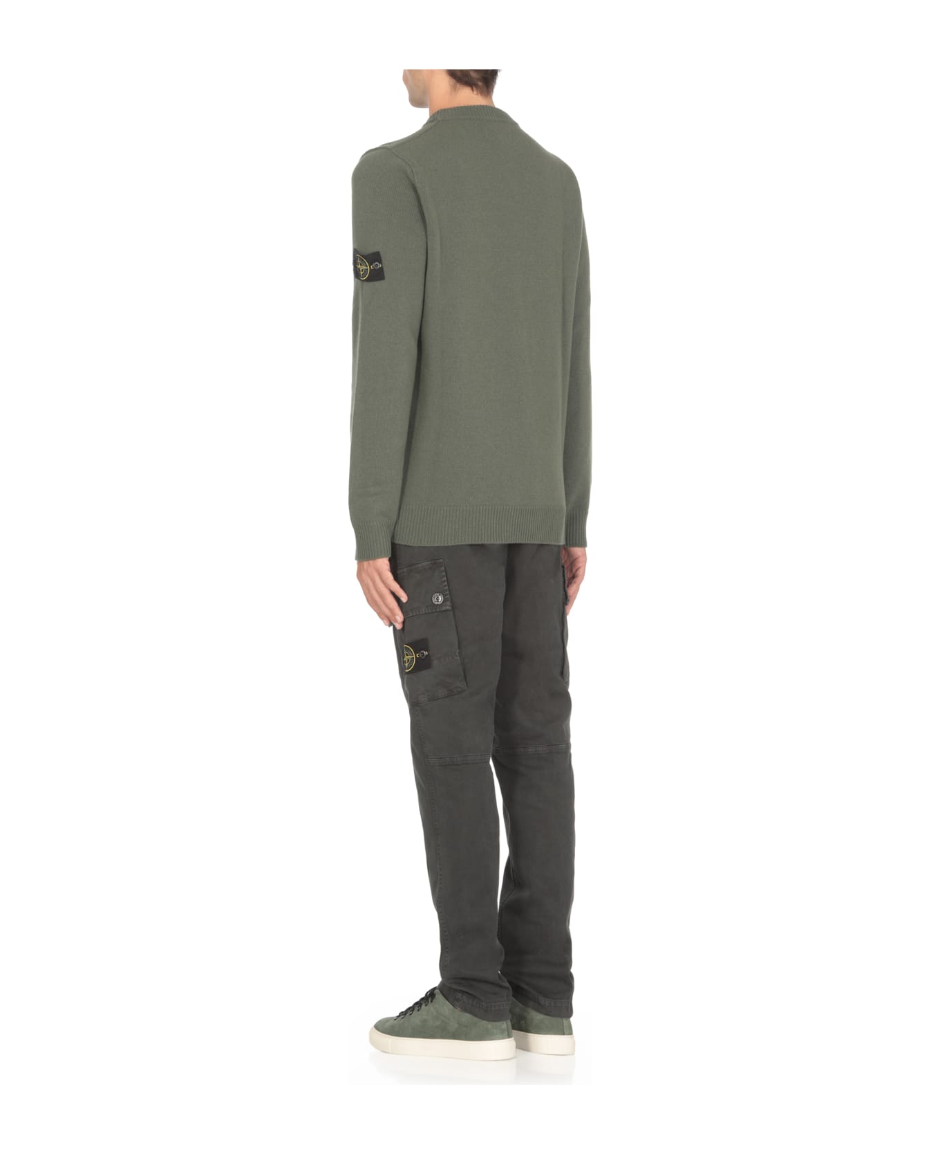 Stone Island Logo Crew Neck Sweater - Green カーディガン