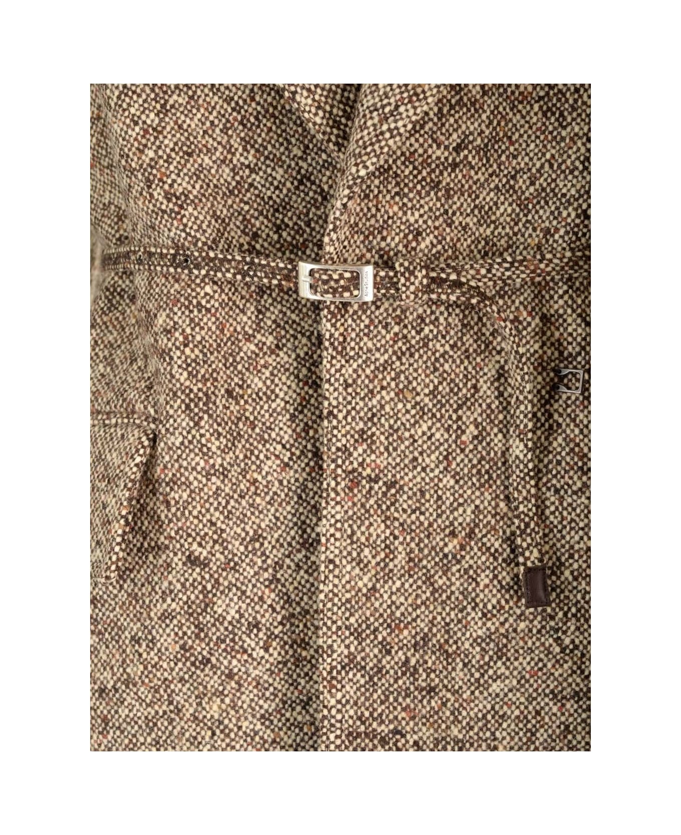 Acne Studios Tweed Belted Blazer - Brown