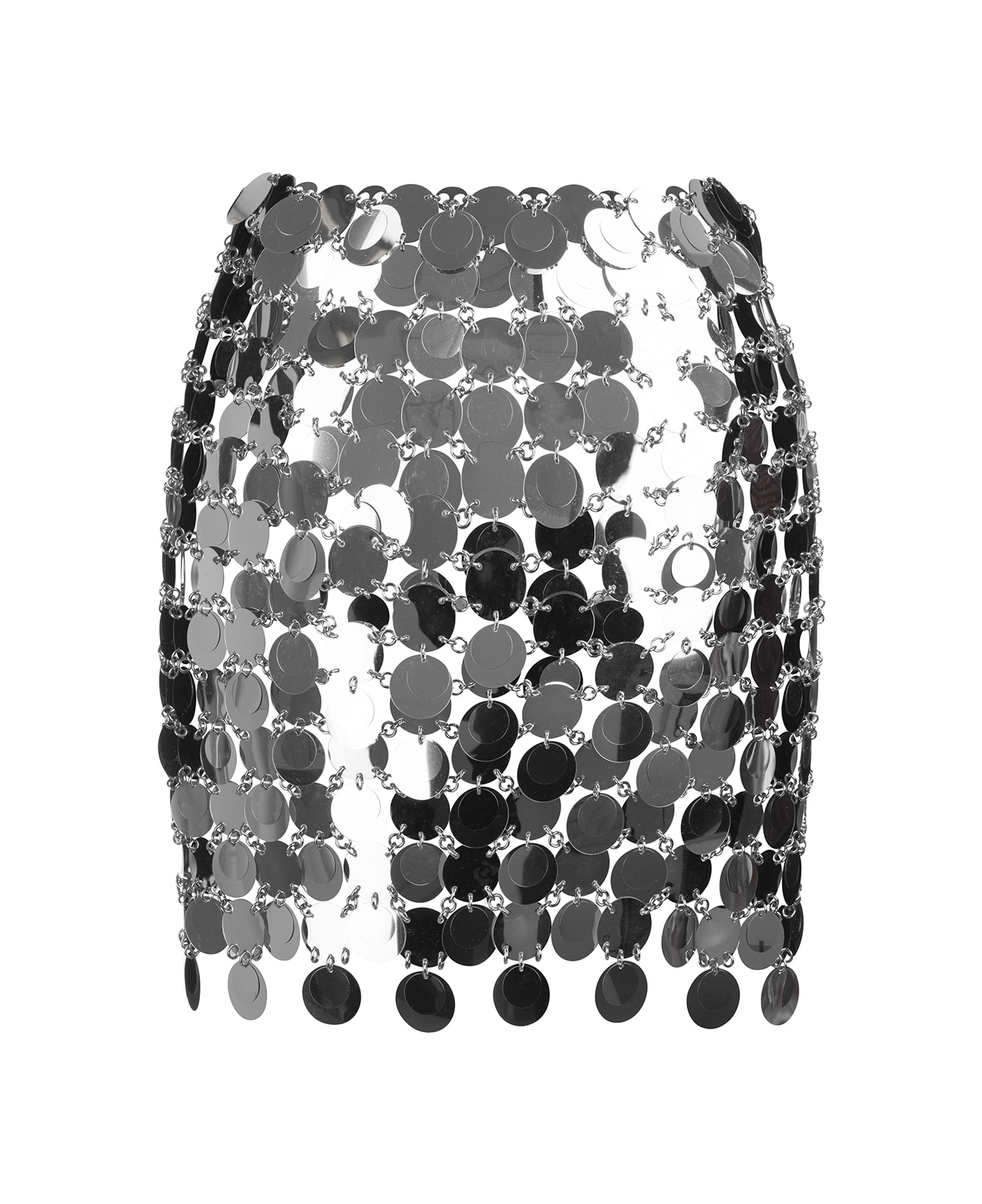 Paco Rabanne Mini Skirt With Circular Mirror Effect Discs - Silver