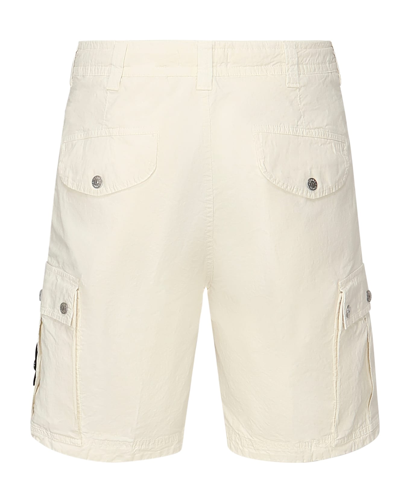 Stone Island Cargo Bermuda With Logo Patch - White