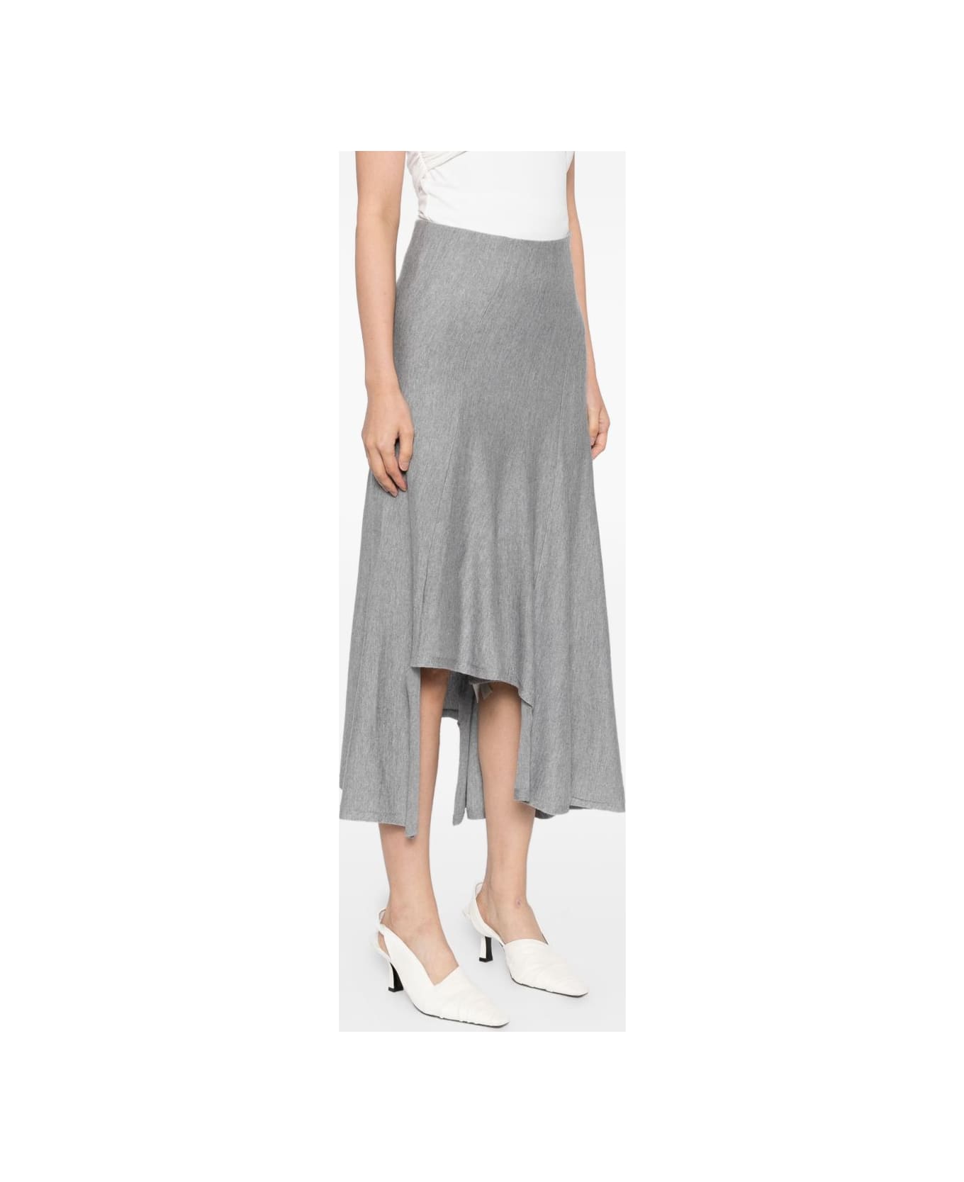 Khaite Miranda Wool Midi Skirt - Light Grey