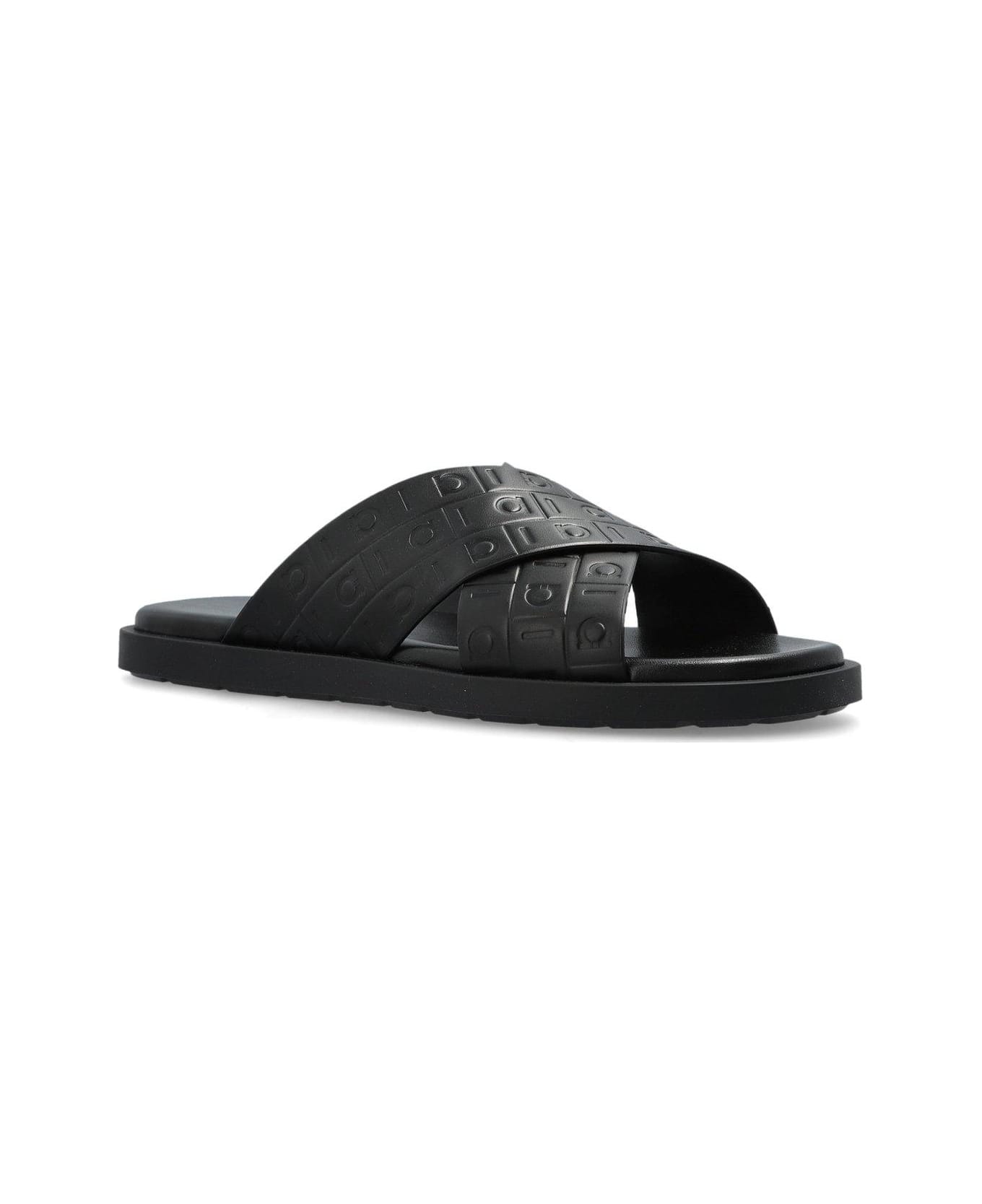 Ferragamo Monogram Sandals - BLACK