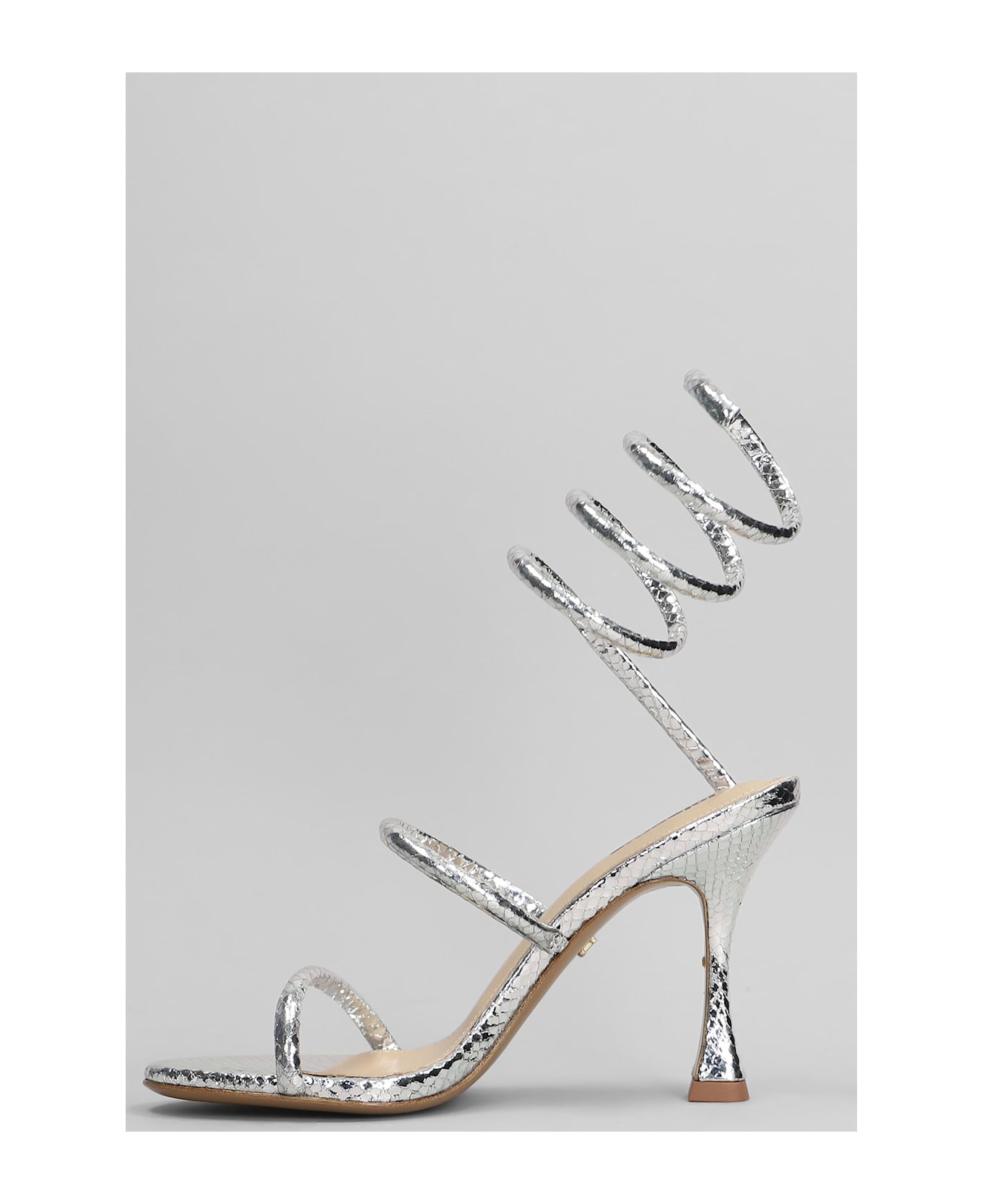 Lola Cruz Greta 95 Sandals In Silver Leather - silver