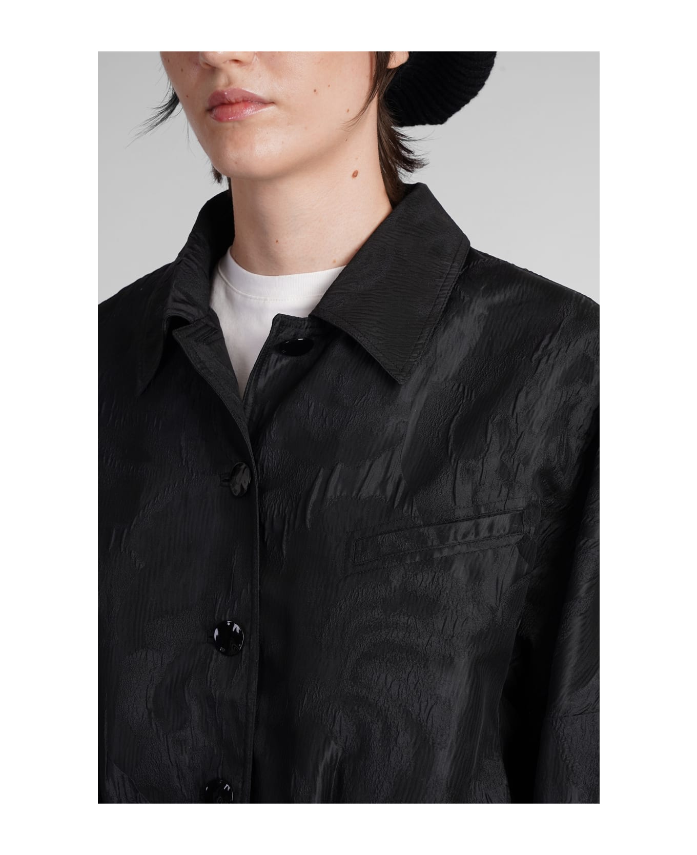 Ganni Casual Jacket In Black Polyester - black