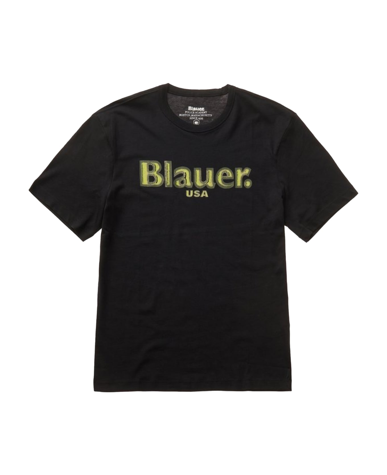 Blauer Black Crew Neck T-shirt In Cotton - NERO