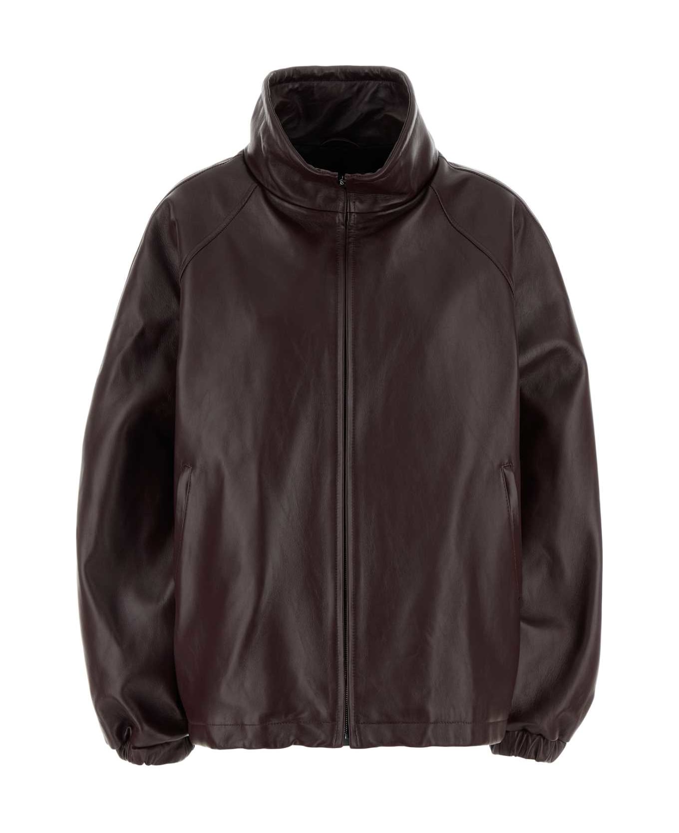 Magda Butrym Burgundy Leather Oversize Jacket - BURGUNDY