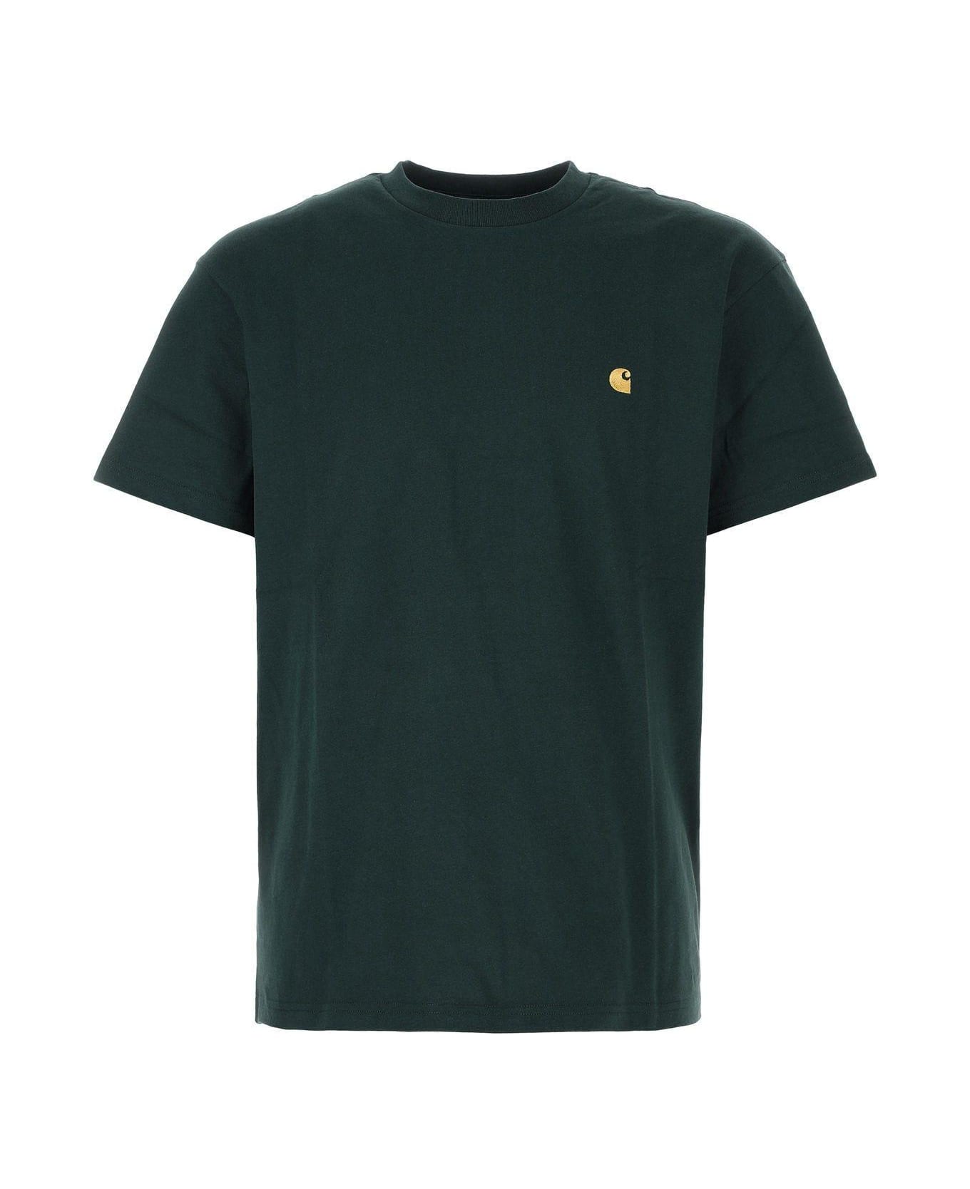 Carhartt Bottle Green Cotton S/s Chase T-shirt - Grxx Botanic Gold