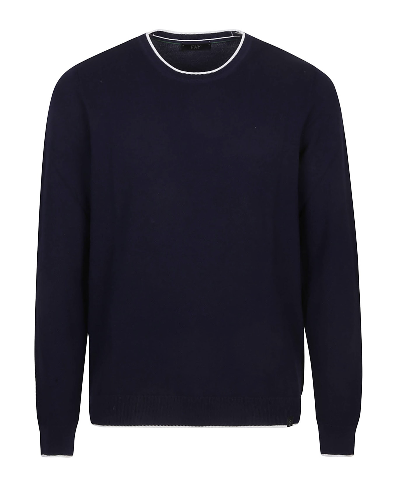 Fay Round Neck Piquet Sweater - Blu Royale/bianco