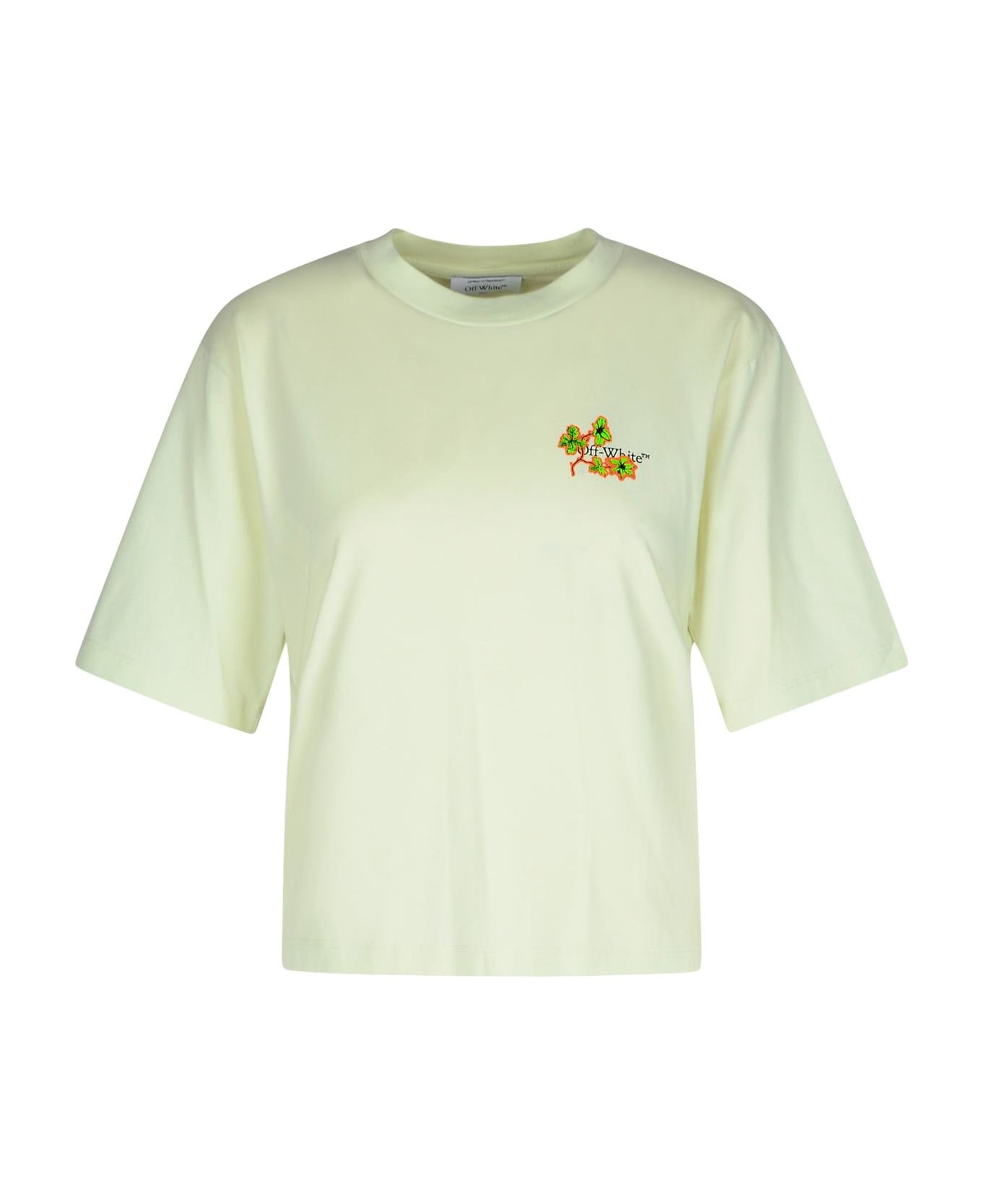 Off-White 'ramage Flower' Green Cotton T-shirt - Green