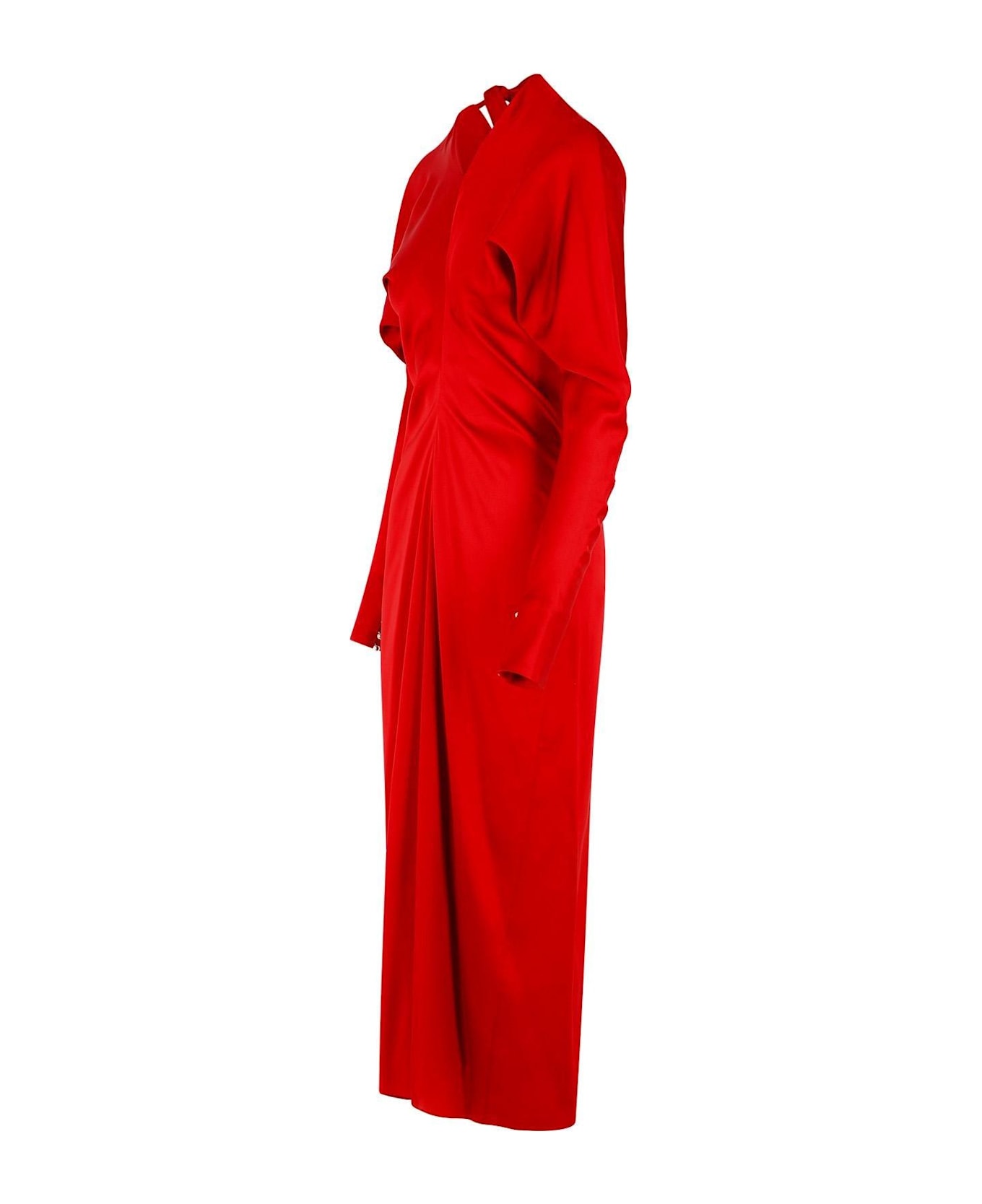 Lanvin Draped V-neck Dress - Carmine Red
