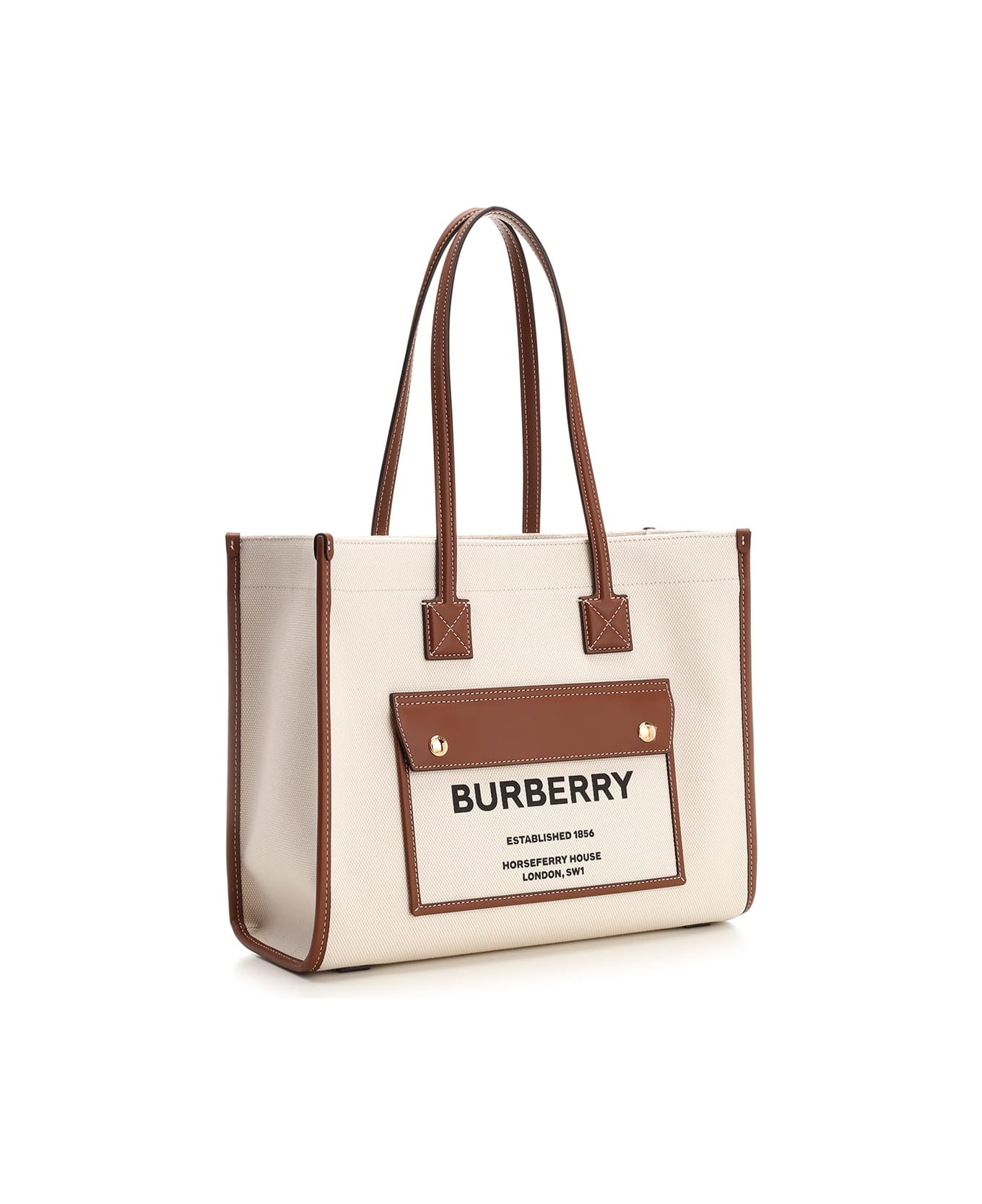 Burberry Tote Bag In Canvas - White