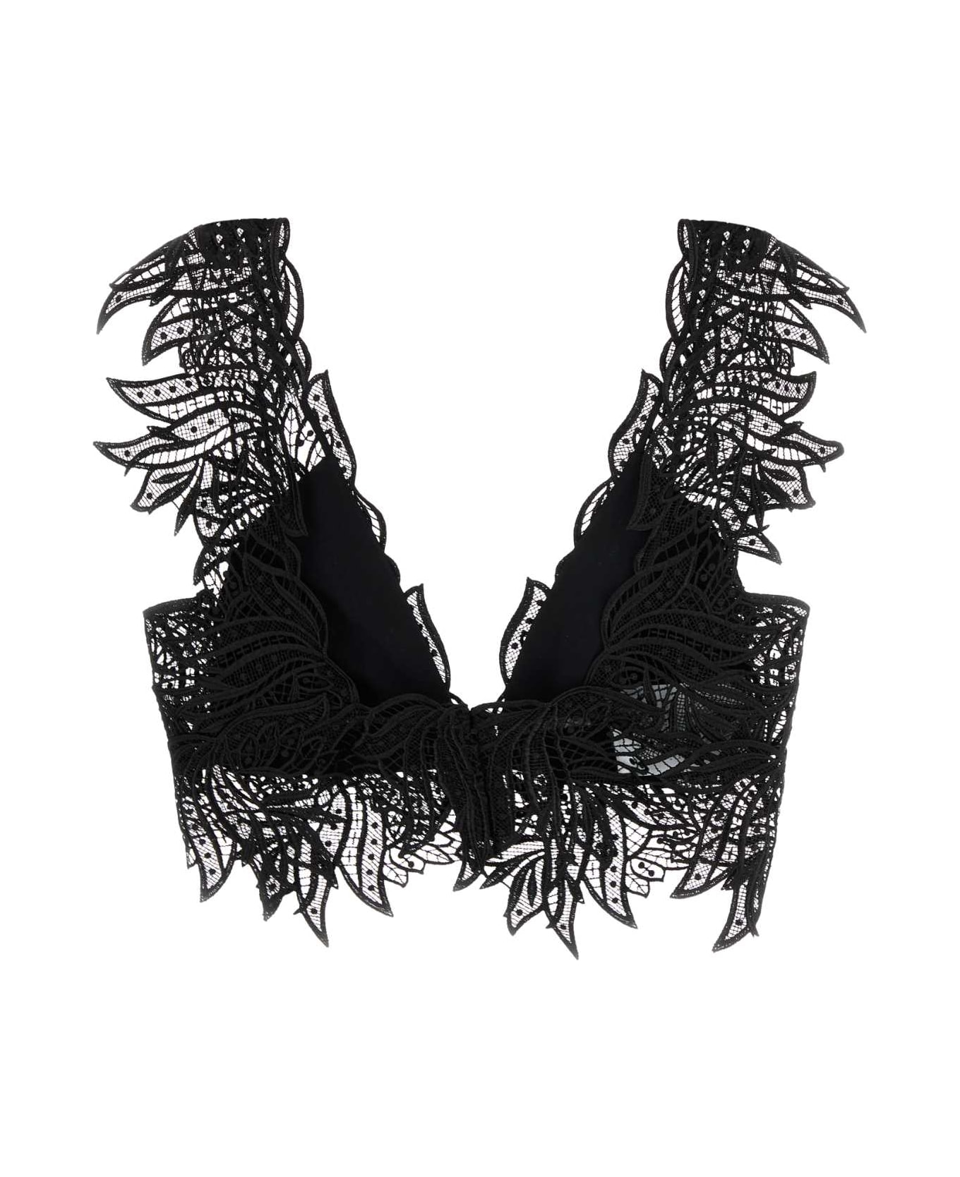 Alberta Ferretti Black Lace Crop-top - NERO