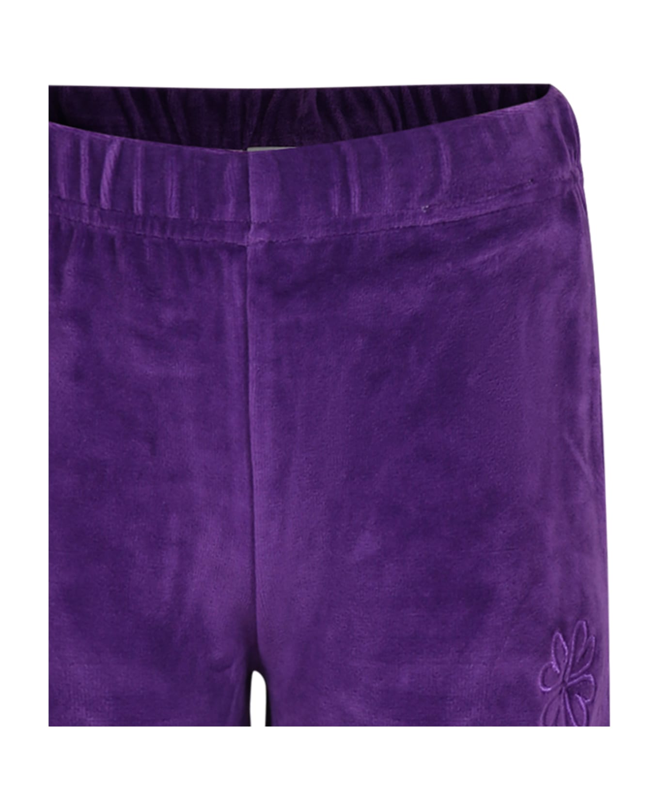Molo Purple Trousers For Girl With Hearts - Violet