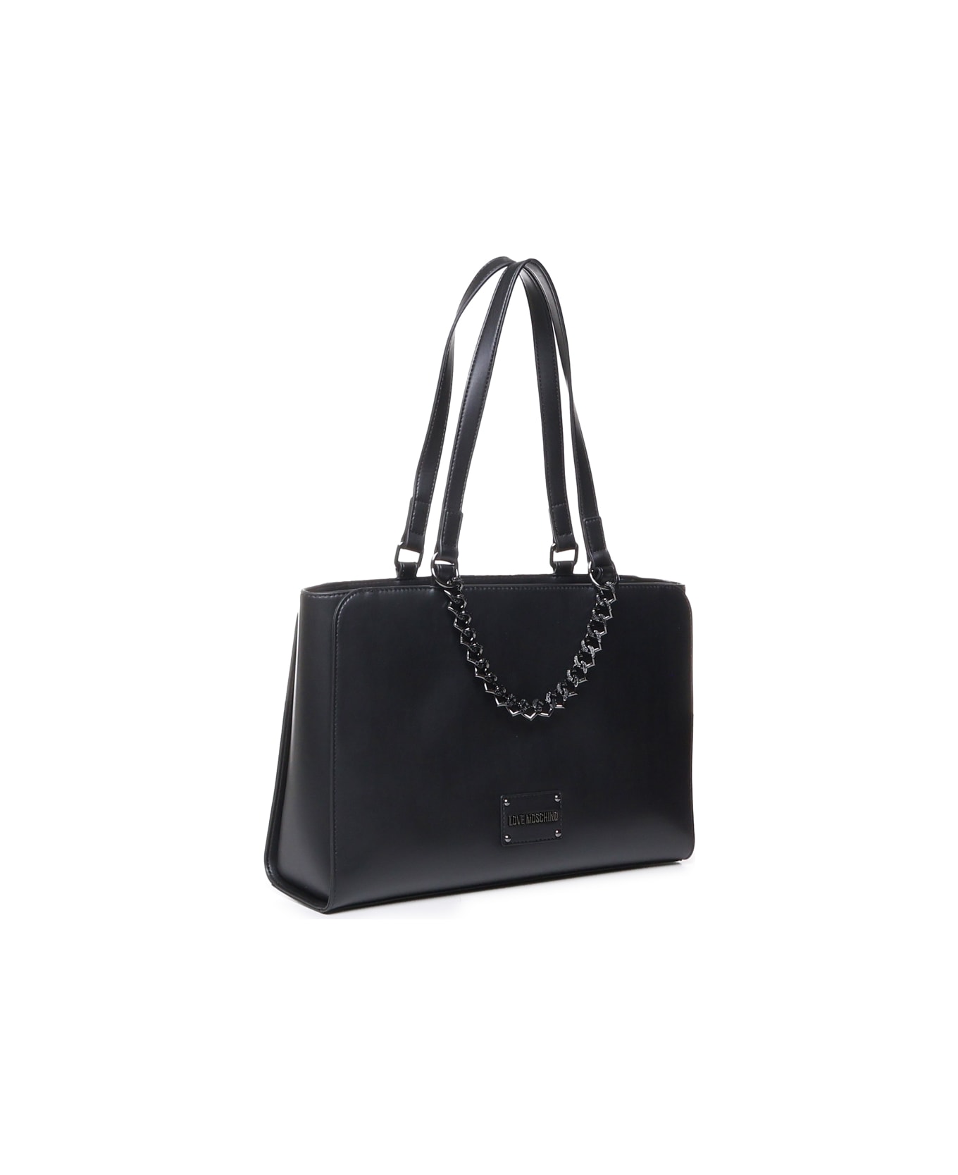 Love Moschino Shoulder Bag With Decorative Chain - Black