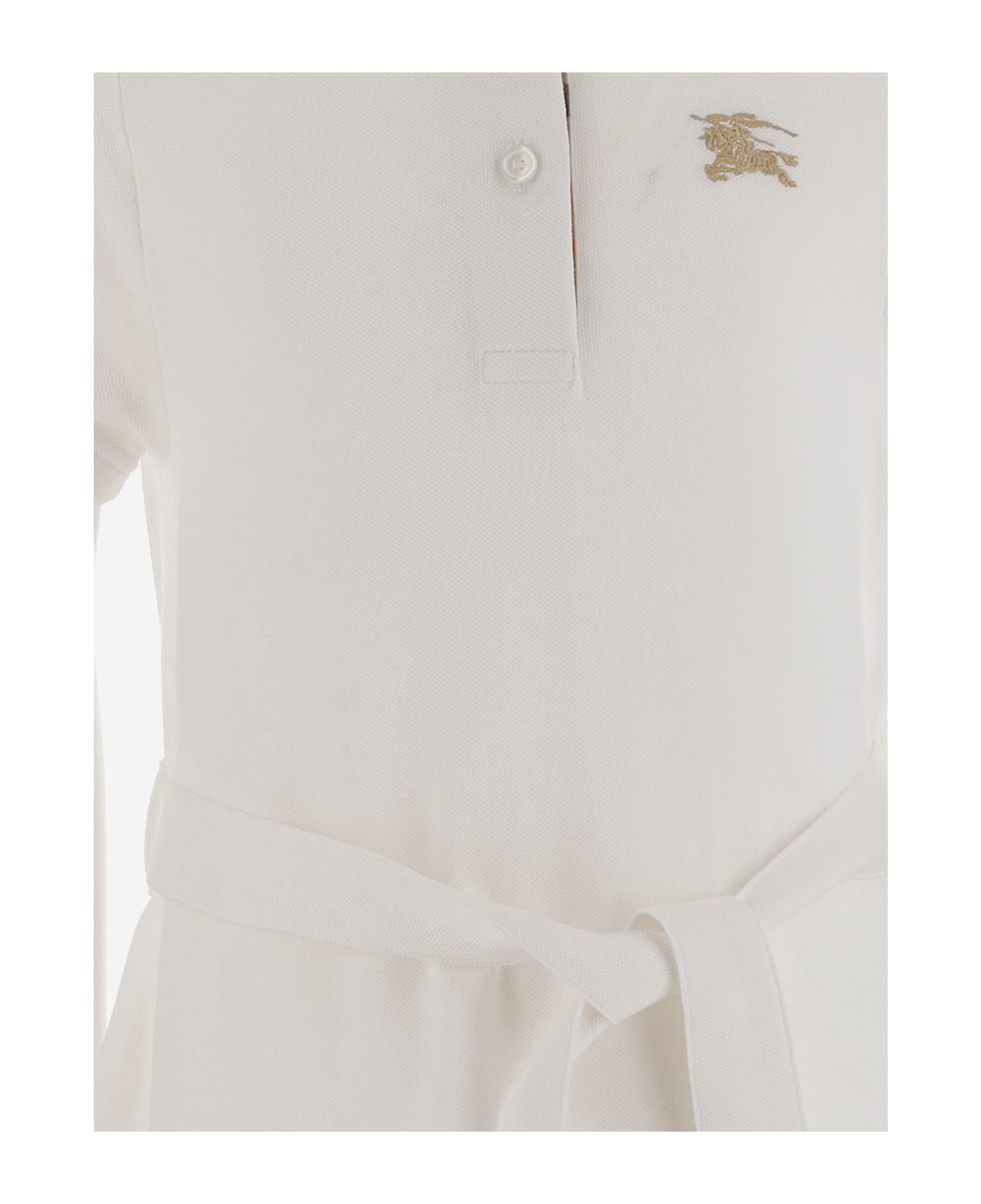 Burberry Cotton Dress With Logo - White
