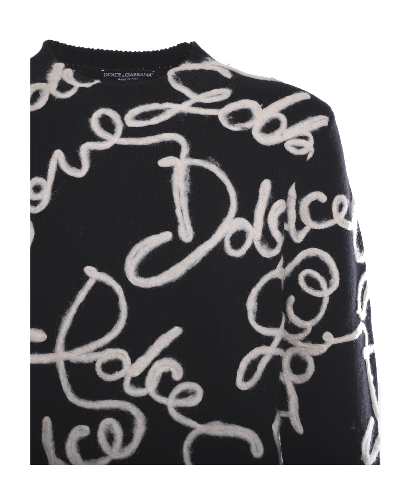 Dolce & Gabbana Wool And Cashmere Logo Sweater - Black ニットウェア