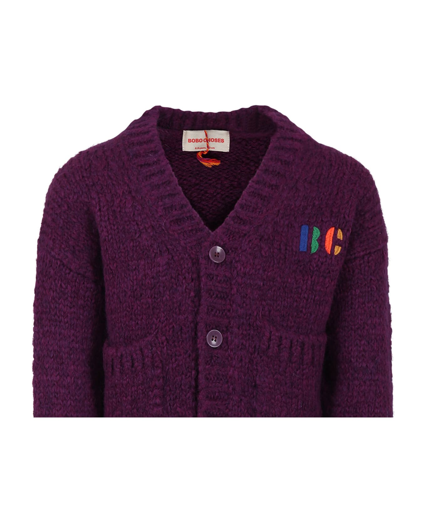 Bobo Choses Purple Cardigan For Girl With Logo - Bordeaux ニットウェア＆スウェットシャツ