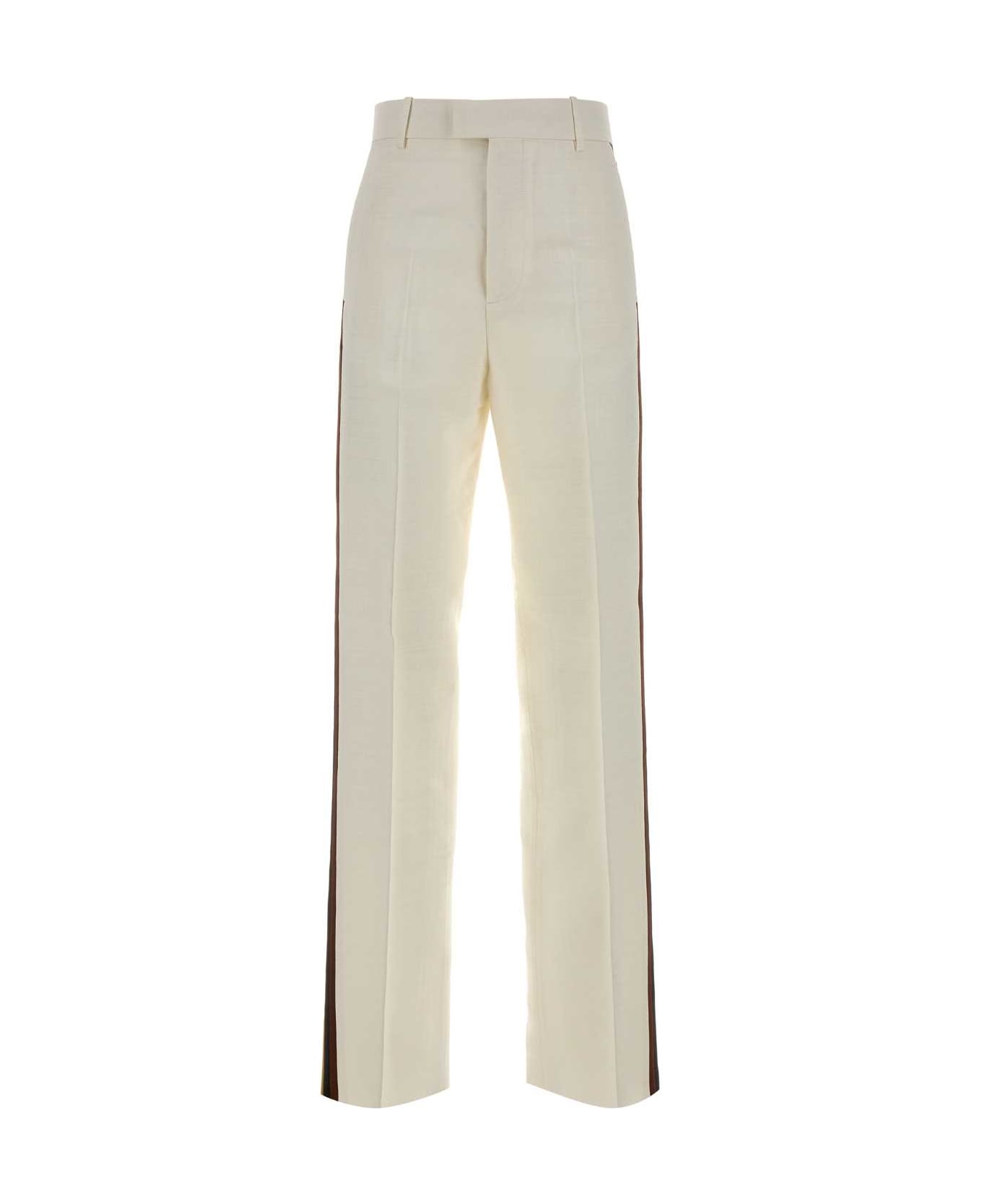 Bottega Veneta White Viscose Blend Pant - PECANCARAMEL