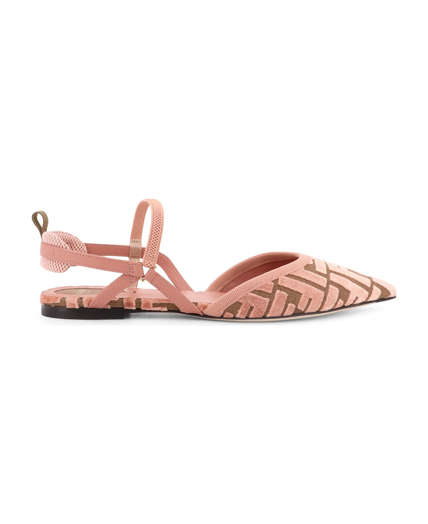 Fendi Ff Jacquard Velvet Slingback Ballerinas - BEI.MACAR+PINK+ROSE