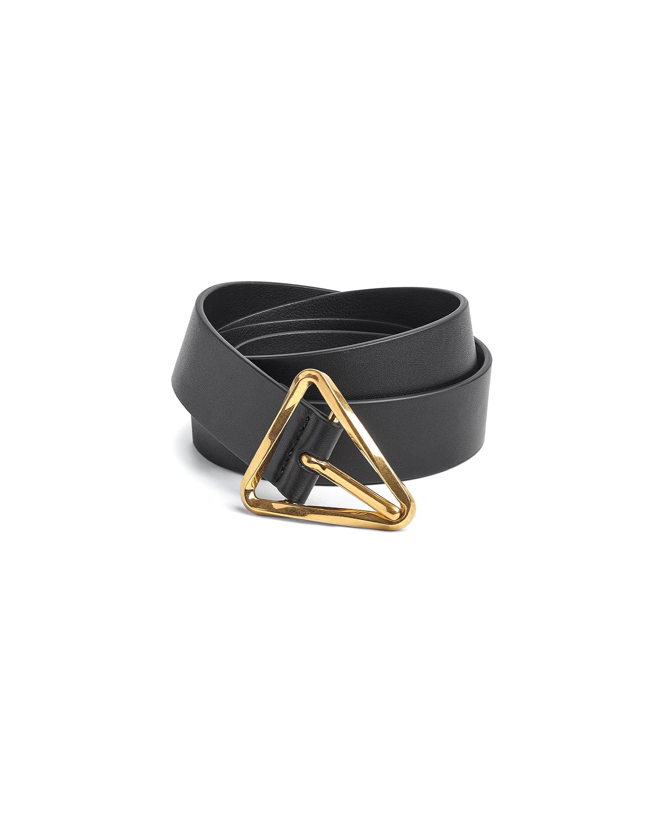 Bottega Veneta Triangle Belt In Leather - BLACK GOLD