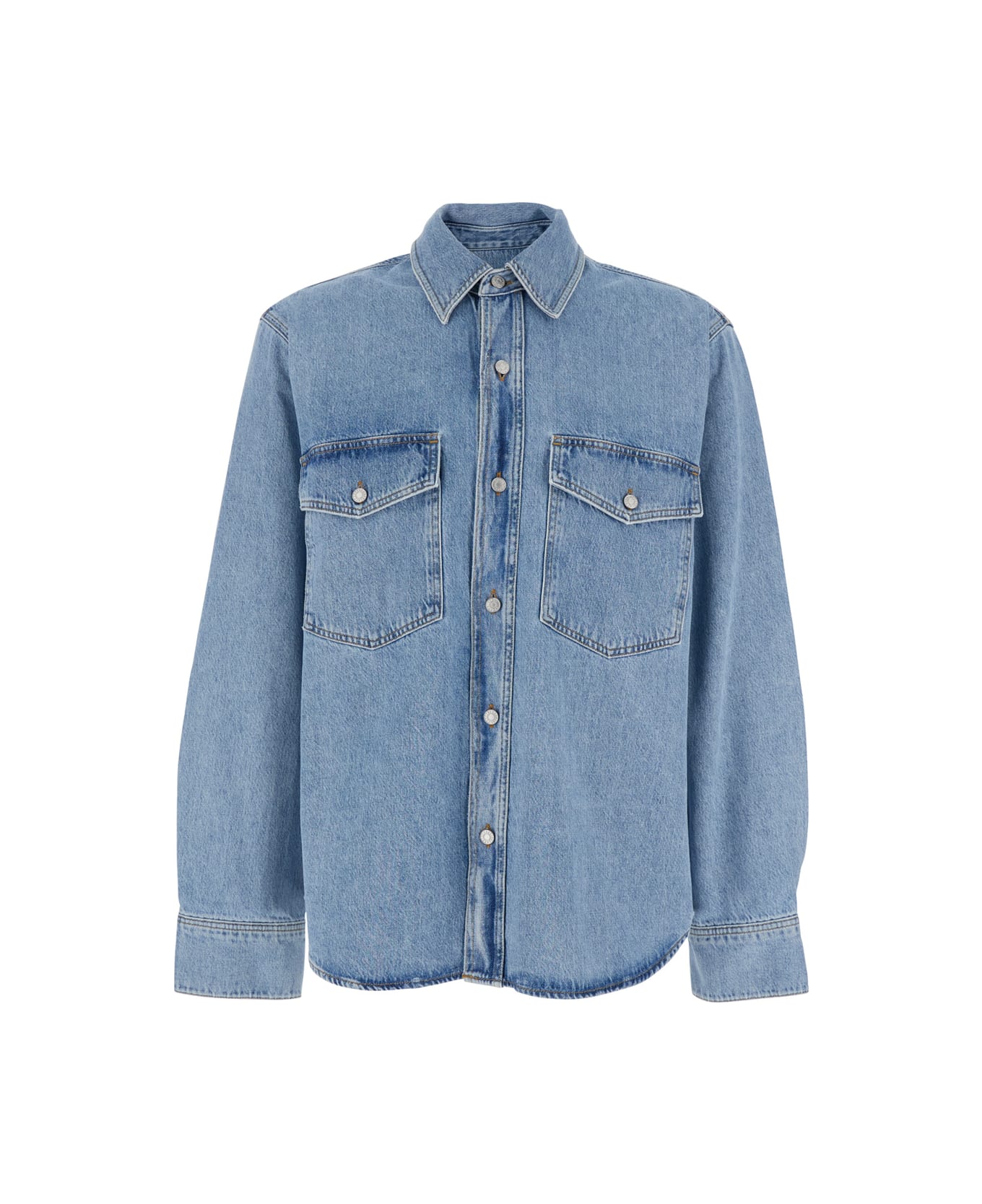 AGOLDE Light Blue Shirt With Classic Collar In Denim Man - Light blue