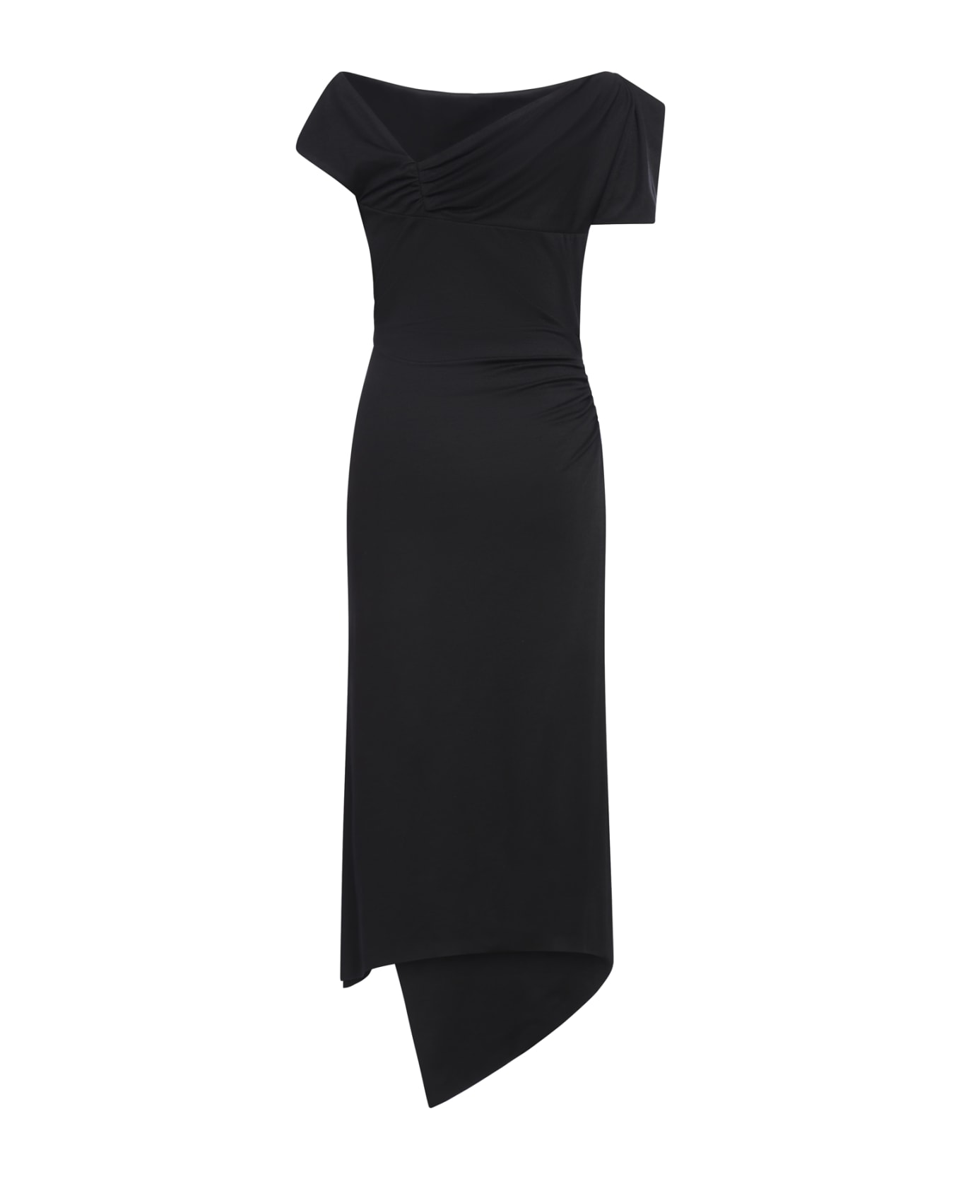 Del Core Cold Shoulder Draped Gown - Black