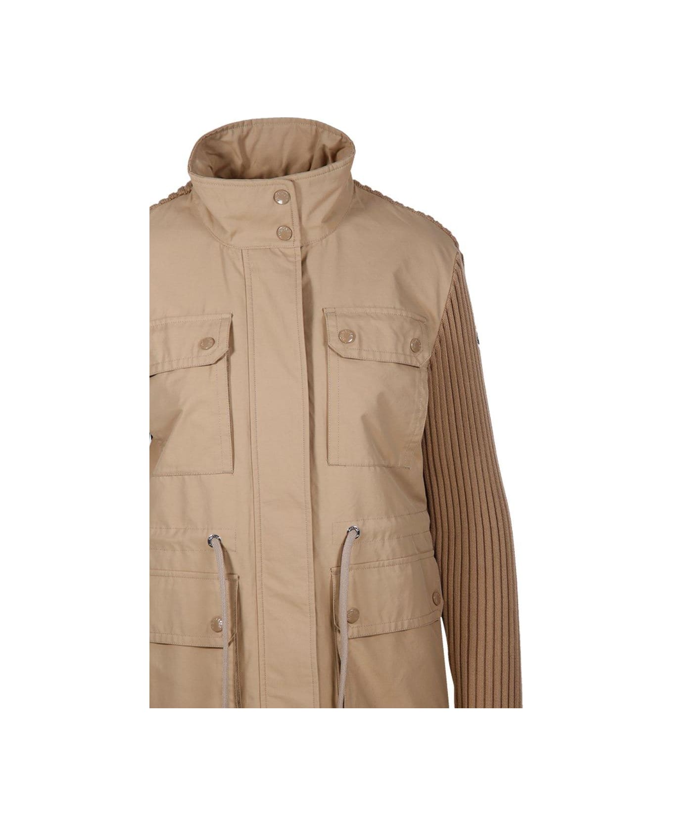 Moncler Knit-panelled Zipped Military Jacket - BEIGE ジャケット