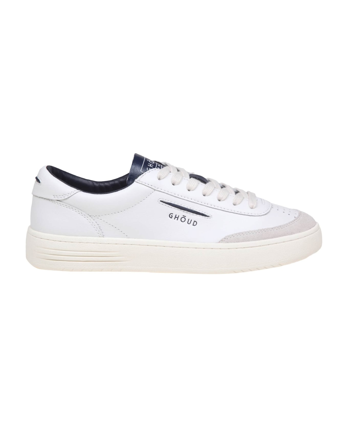 GHOUD Lido Low Sneakers In White/blue Leather And Suede - LEAT/SUEDE WHT/BLUE