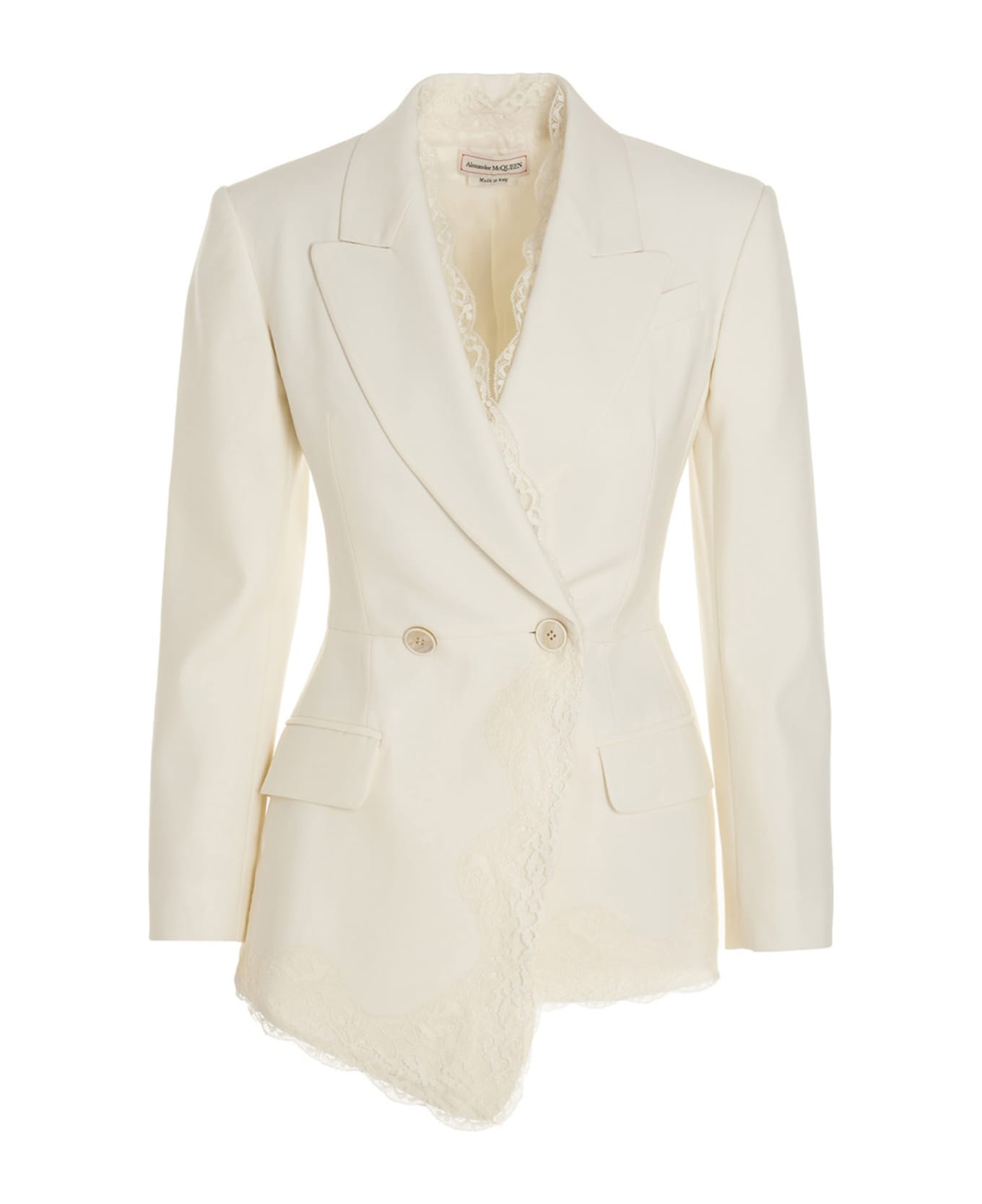 Alexander McQueen Lace Double Breast Blazer Jacket - White