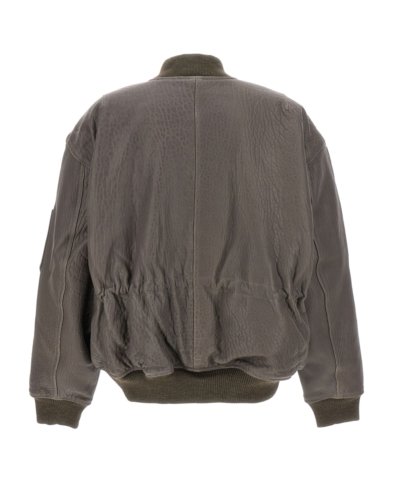 David Koma Oversize Leather Bomber Jacket - Gray