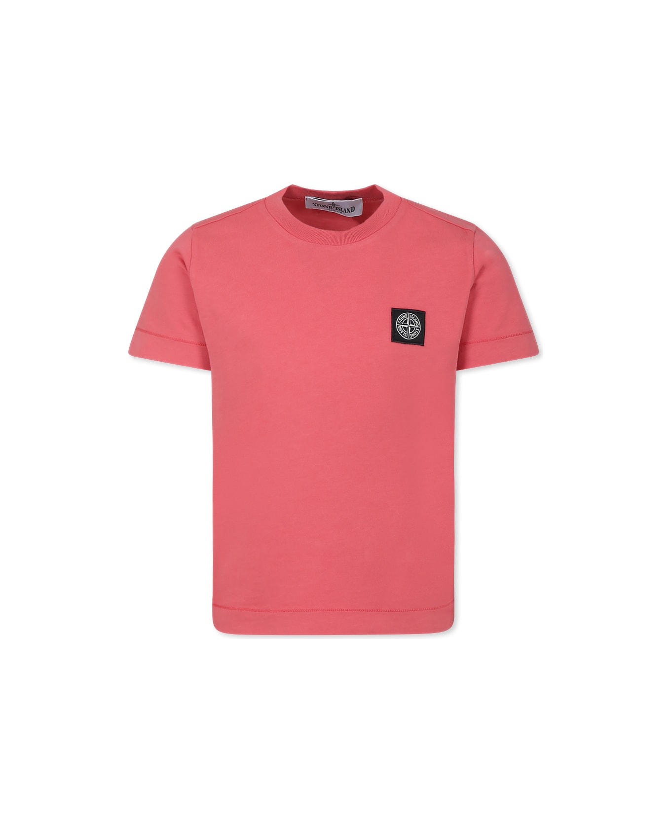 Stone Island Junior Red T-shirt For Boy With Compass - Red