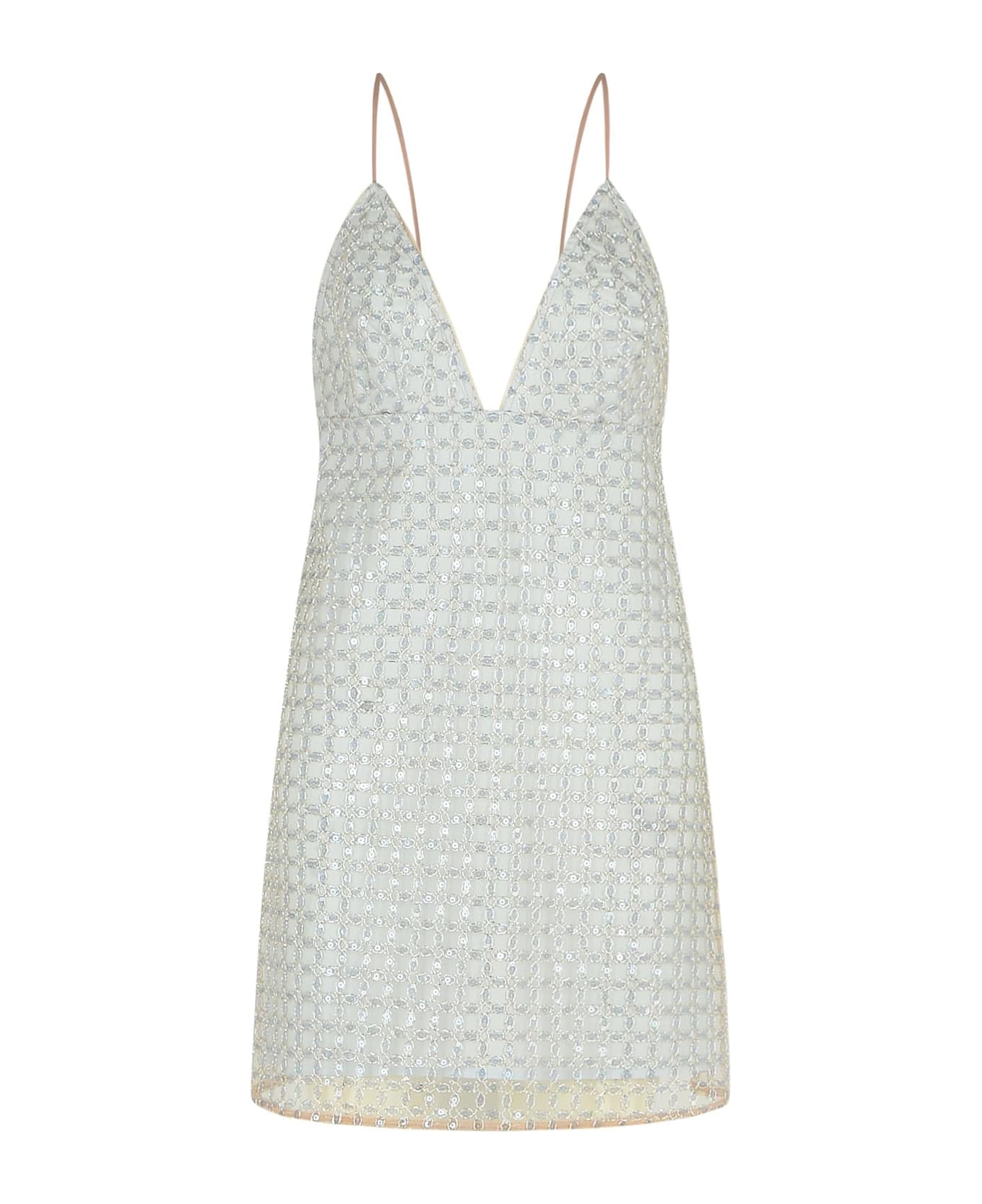 Rotate by Birger Christensen Beaded A-line Mini Dress - Beige