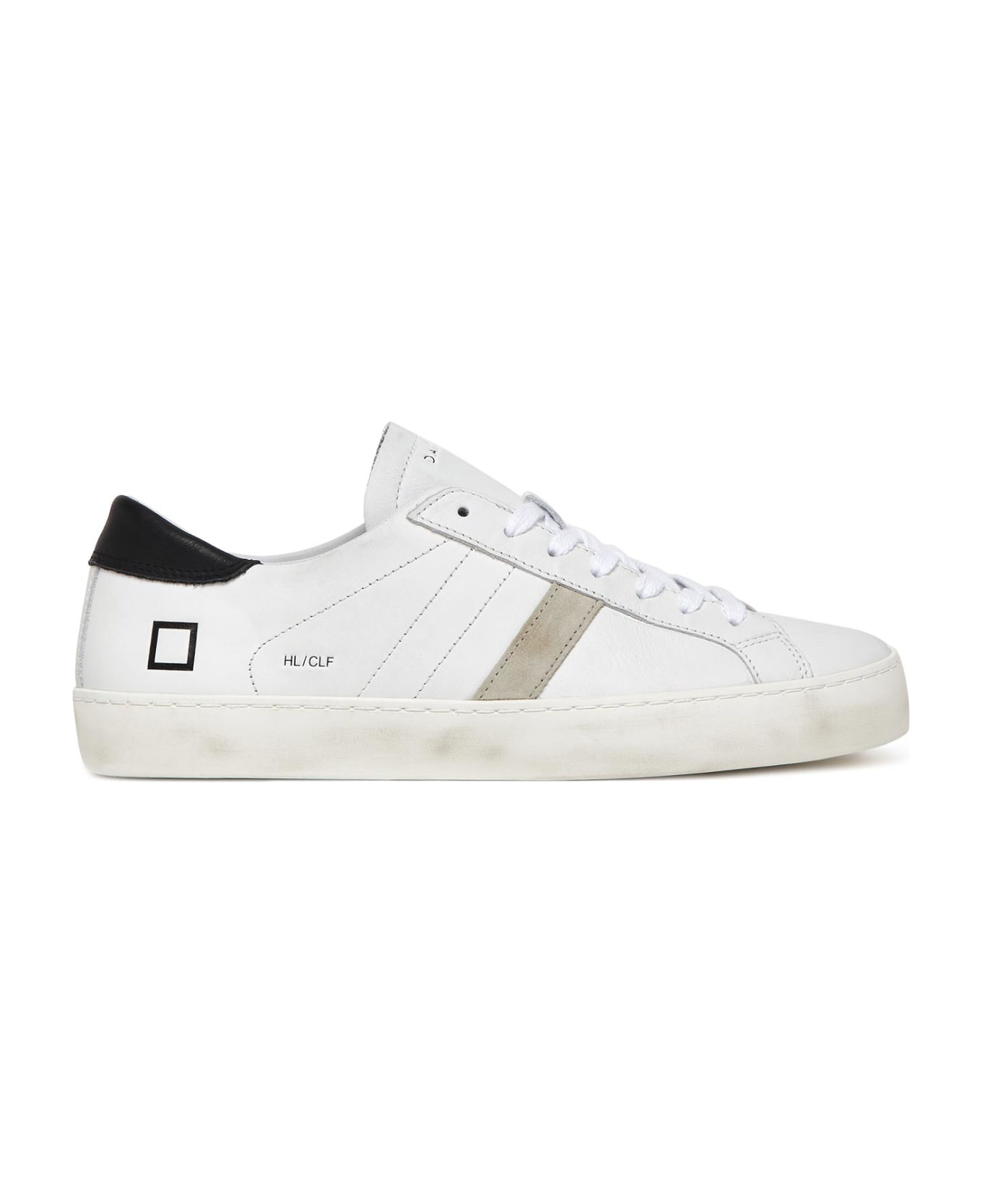 D.A.T.E. Hill Low Sneaker In Leather - WHITE BLACK