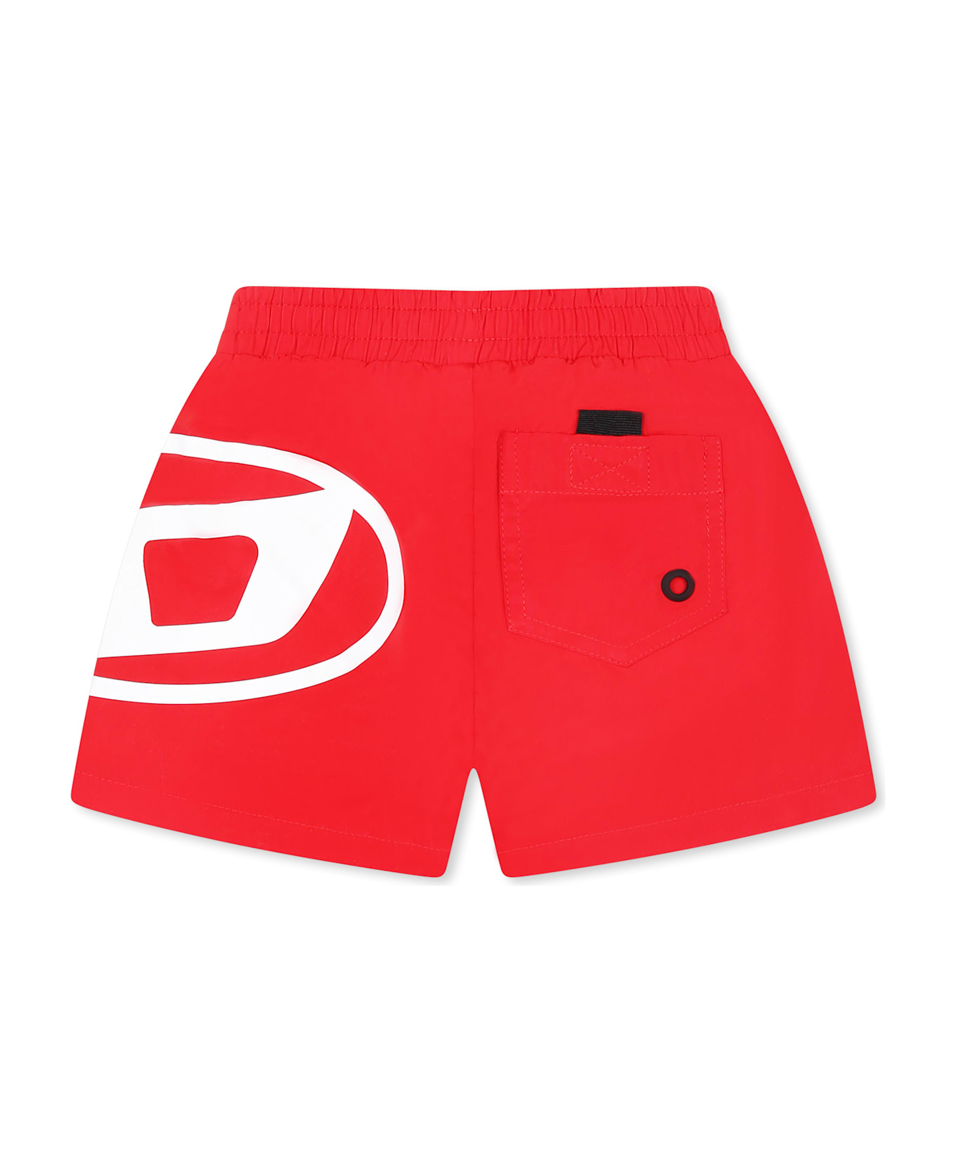 Diesel Red Swim Short For Baby Boy With Logo - Red