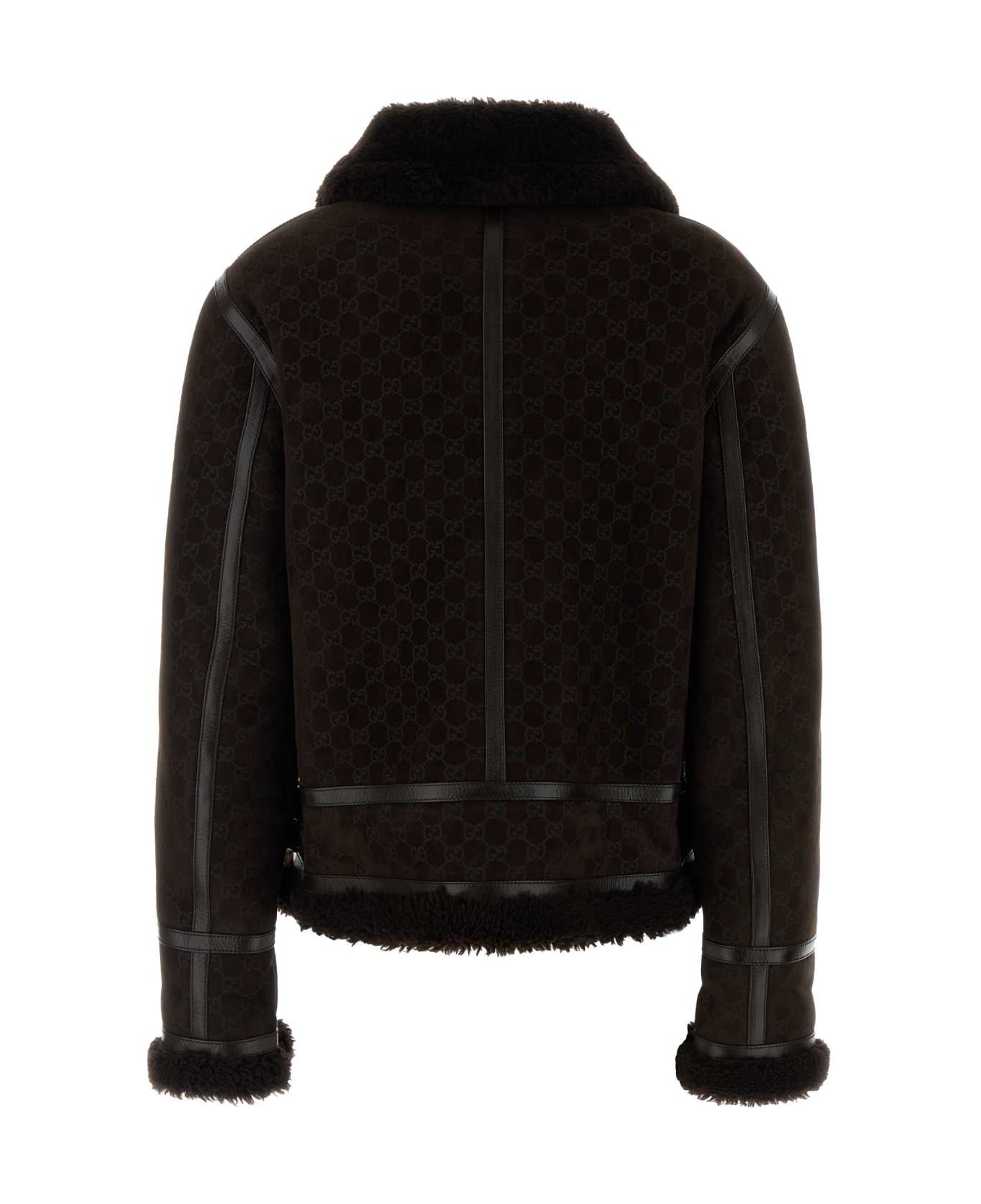Gucci Printed Suede Jacket - BROWN