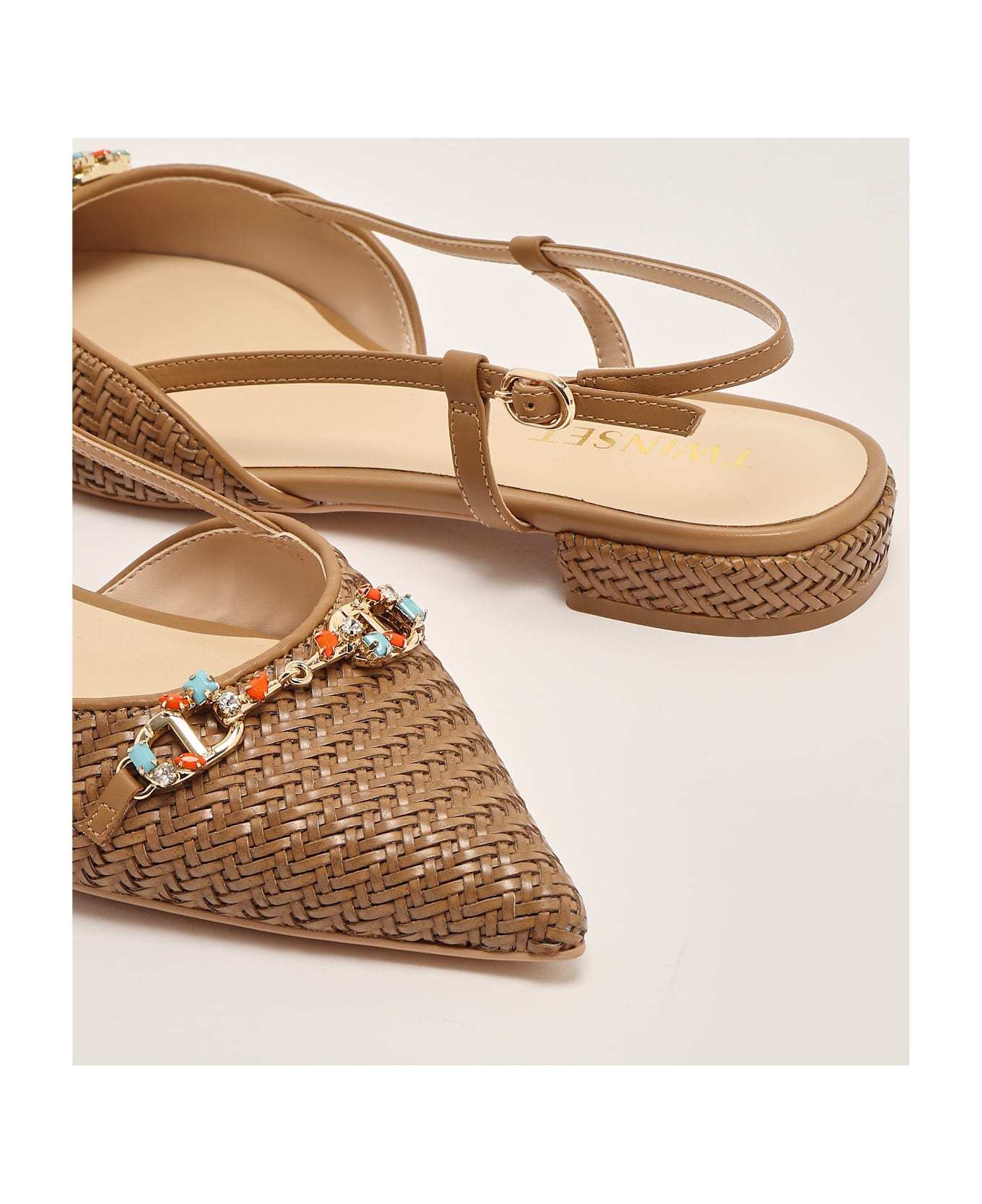 TwinSet Poliuretano Flat Shoes - NATURALE