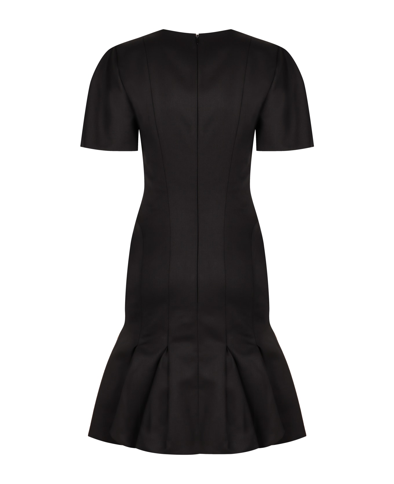 Nina Ricci Peplum Virgin Wool Dress - NERO