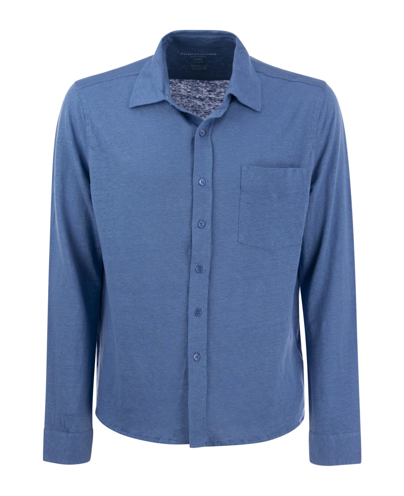 Majestic Filatures Linen Long-sleeved Shirt - Light Blue シャツ