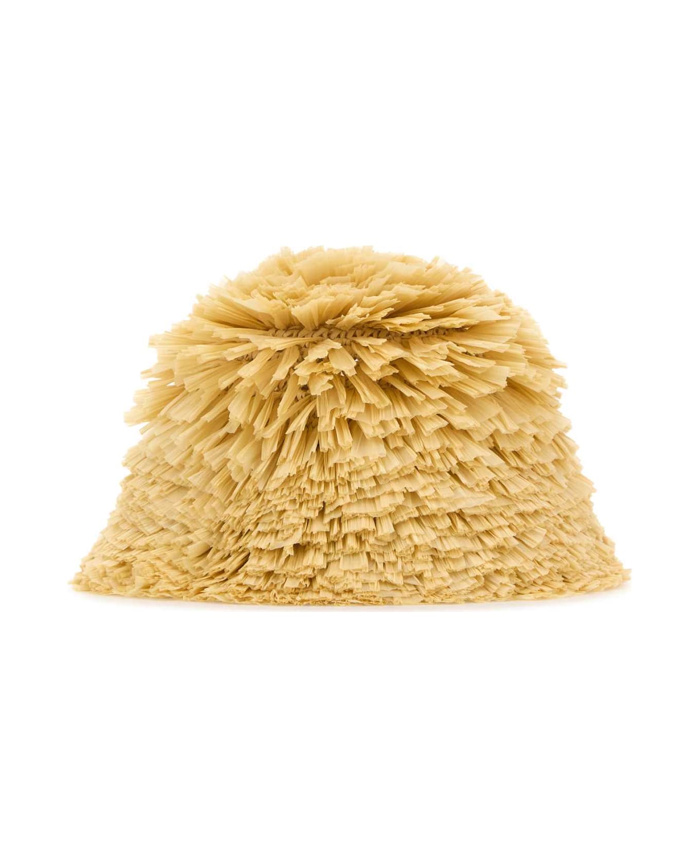 Prada Embellished Raffia Bucket Hat - NATURALE