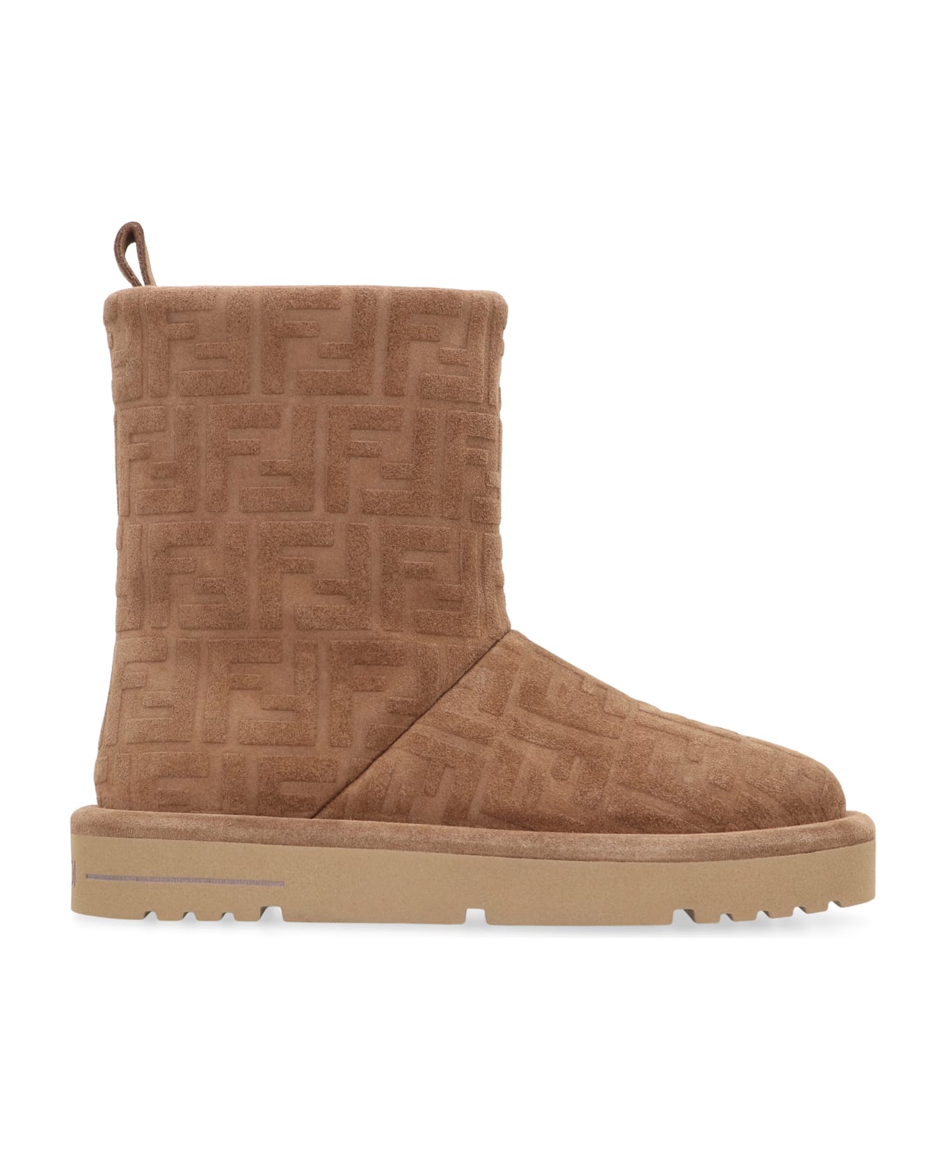 Fendi Low Boots Apres Chic In Suede - brown