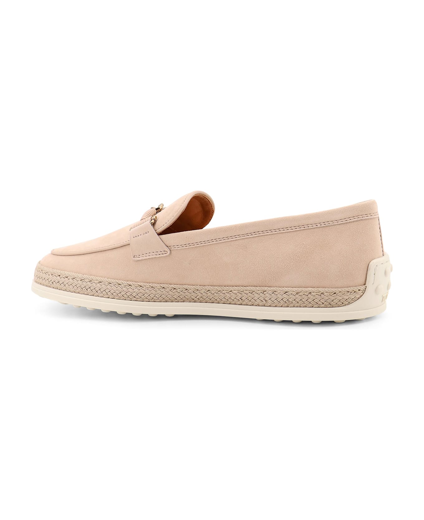 Tod's Suede Loafer With Metal Detail - Beige