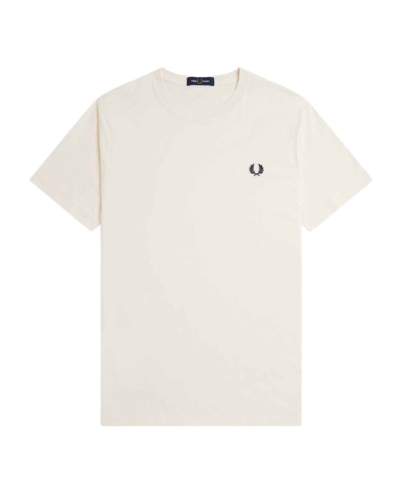 Fred Perry Cotton T-shirt With Logo Embroidery - Beige