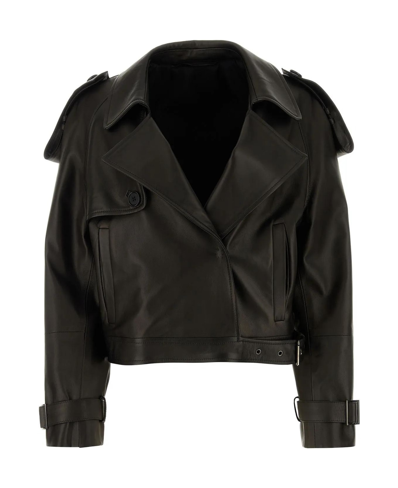 Salvatore Santoro Black Leather Glov Jacket - Black